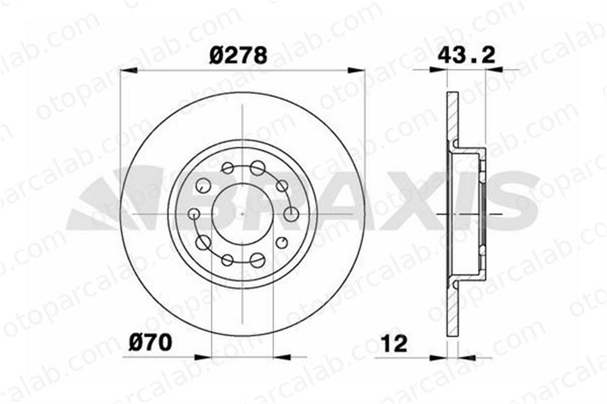 BRAXIS AE0346 Fren Disk Ayna Arka Sağ ve Sol FIAT 500X ALFA ROMEO GIULIETTA 51760273 51767378