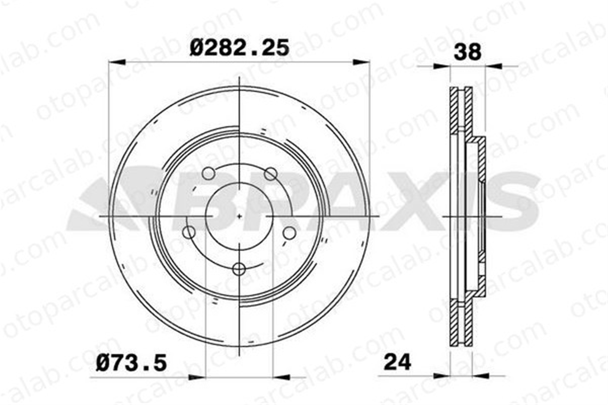 BRAXIS AE0376 Fren Disk Ayna Ön Sağ ve Sol CHRYSLER VOYAGER / GRAND VOYAGER III DODGE CARAVAN 4721820