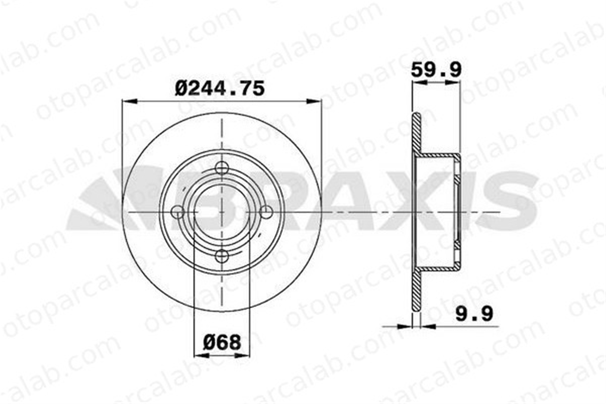 BRAXIS AE0385 Fren Disk Ayna Arka Sağ ve Sol AUDI COUPE B3 80 B3 Sedan 443615601