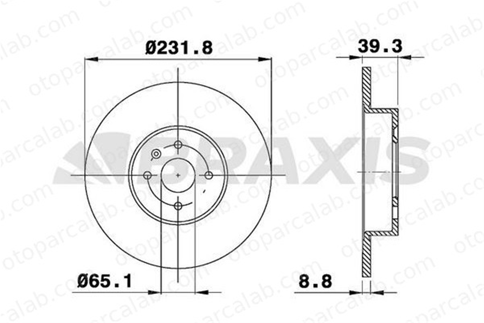BRAXIS AE0473 Fren Disk Ayna Arka Sağ ve Sol VW POLO SEAT AROSA 6N0615601A