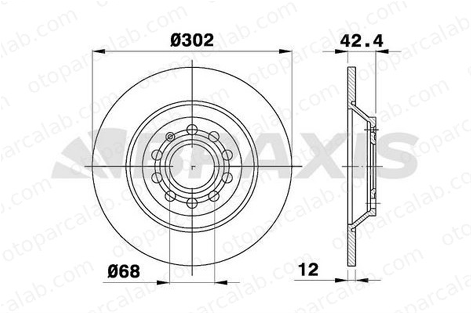 BRAXIS AE0539 Fren Disk Ayna Arka Sağ ve Sol AUDI A6 Allroad C6 4F0615601G