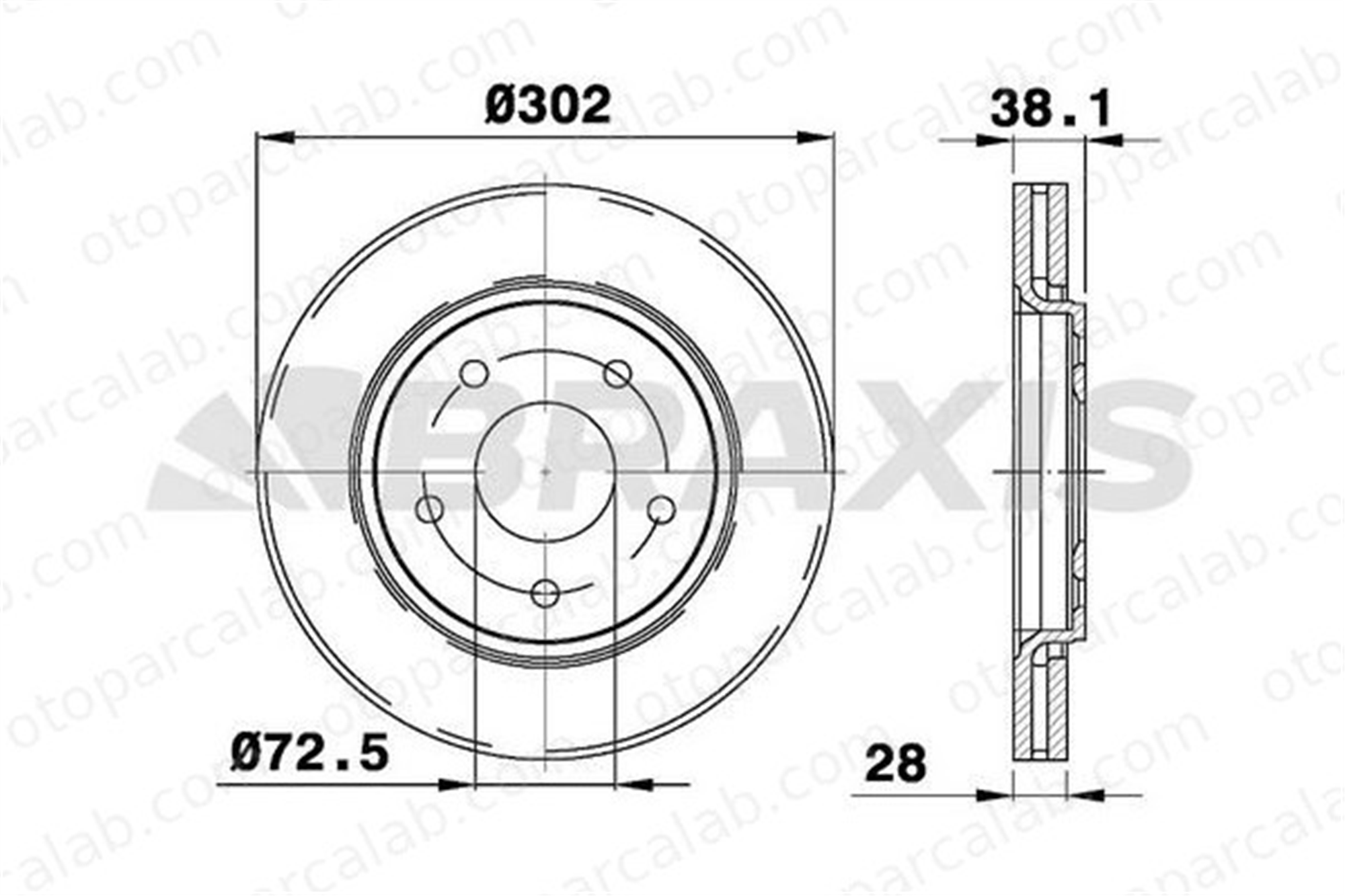 BRAXIS AE0555 Fren Disk Ayna Ön Sağ ve Sol FIAT FREEMONT DODGE JOURNEY K04779783AB K68032944AB