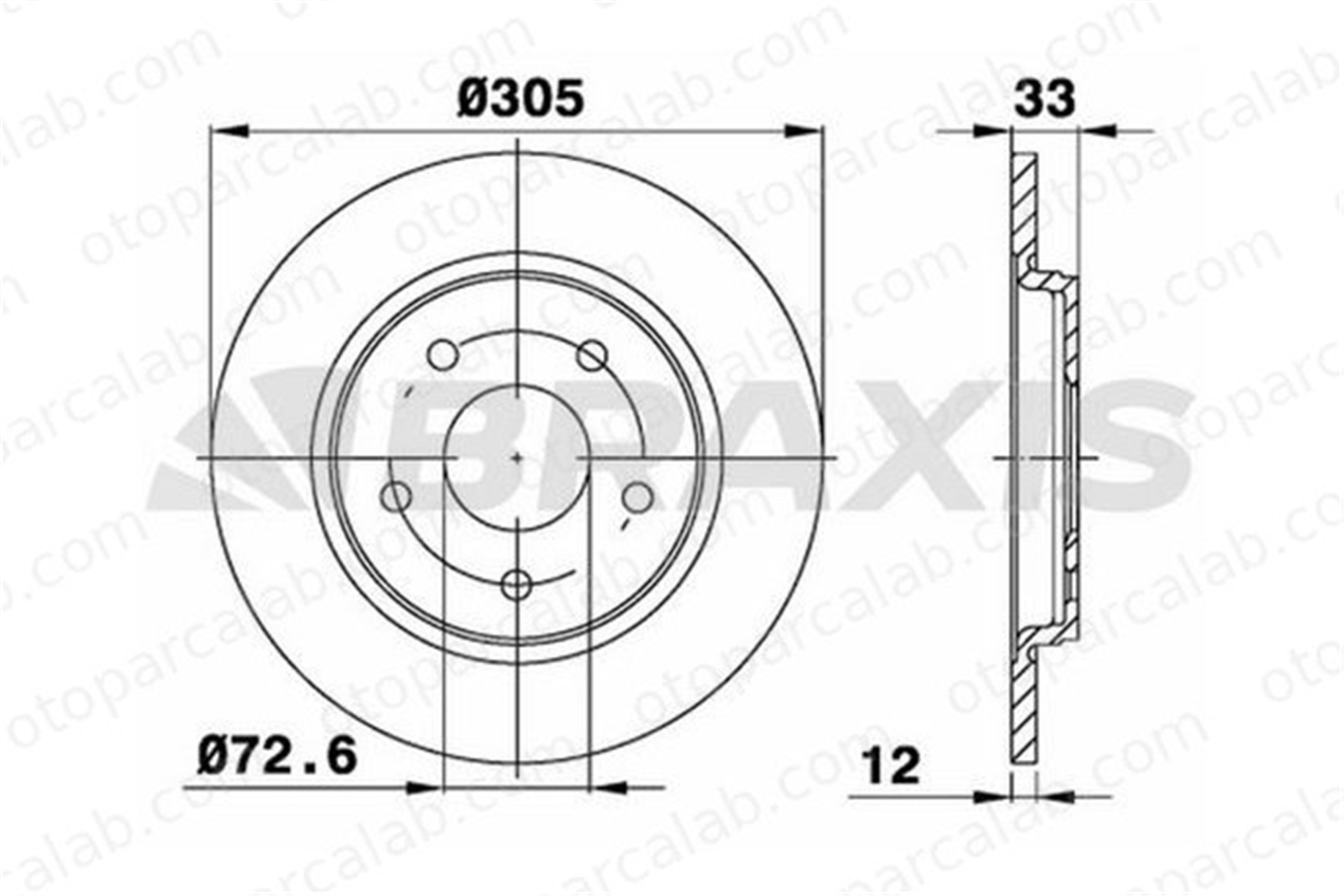 BRAXIS AE0676 Fren Disk Ayna Arka Sağ ve Sol DODGE JOURNEY FIAT FREEMONT K04721996AB