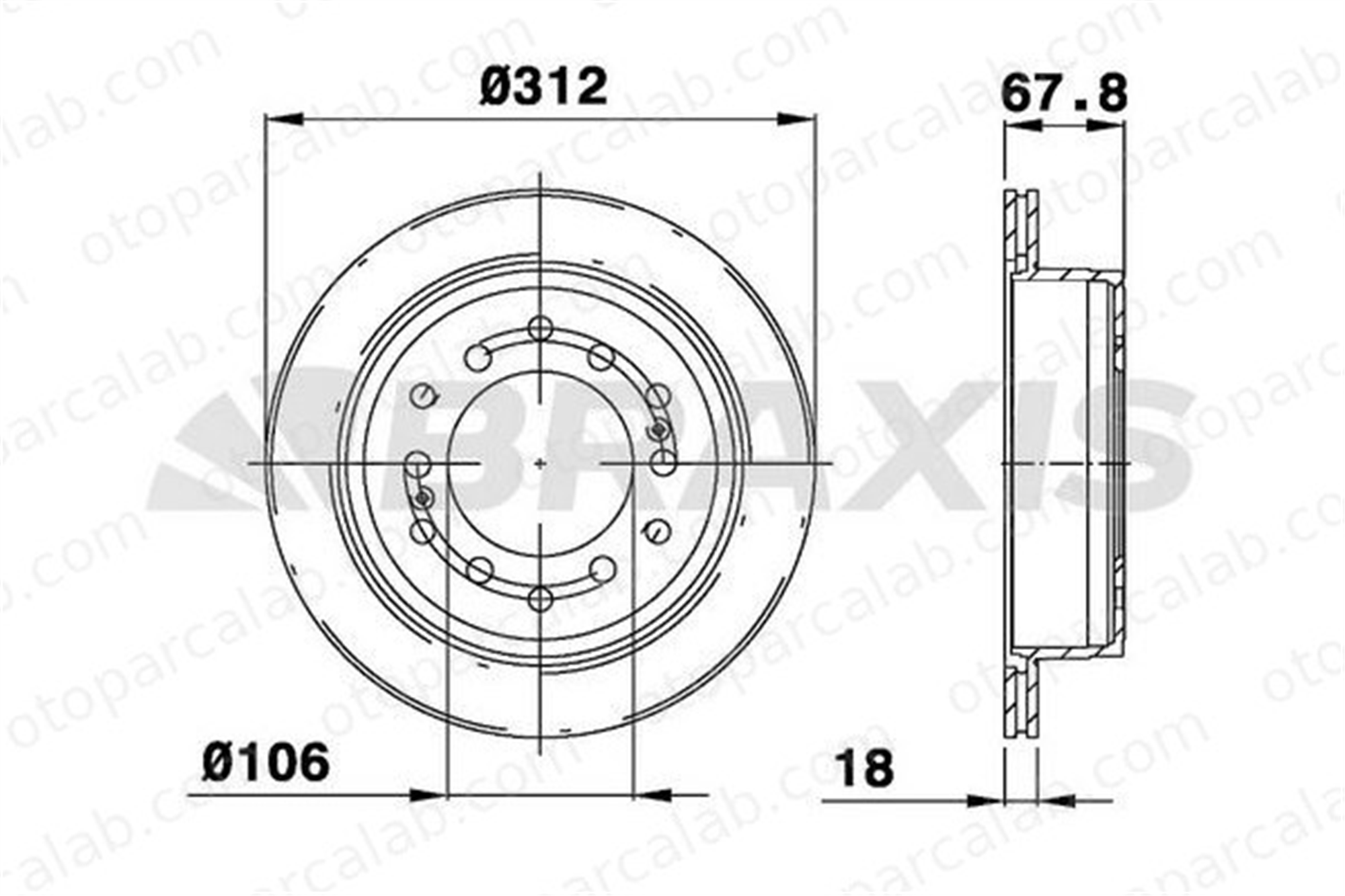 BRAXIS AE0693 Fren Disk Ayna Arka Sağ ve Sol TOYOTA LAND CRUISER LAND CRUISER 90 DF4484 4243160201