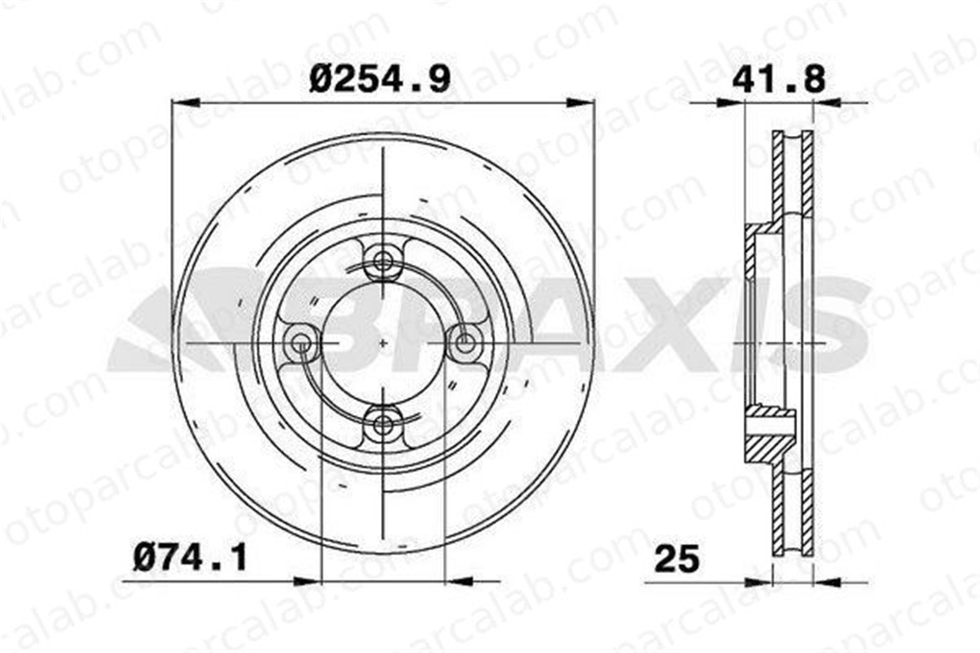 BRAXIS AE0751 Fren Disk Ayna Ön Sağ ve Sol TOYOTA LITEACE Panelvan/Van 4351228130