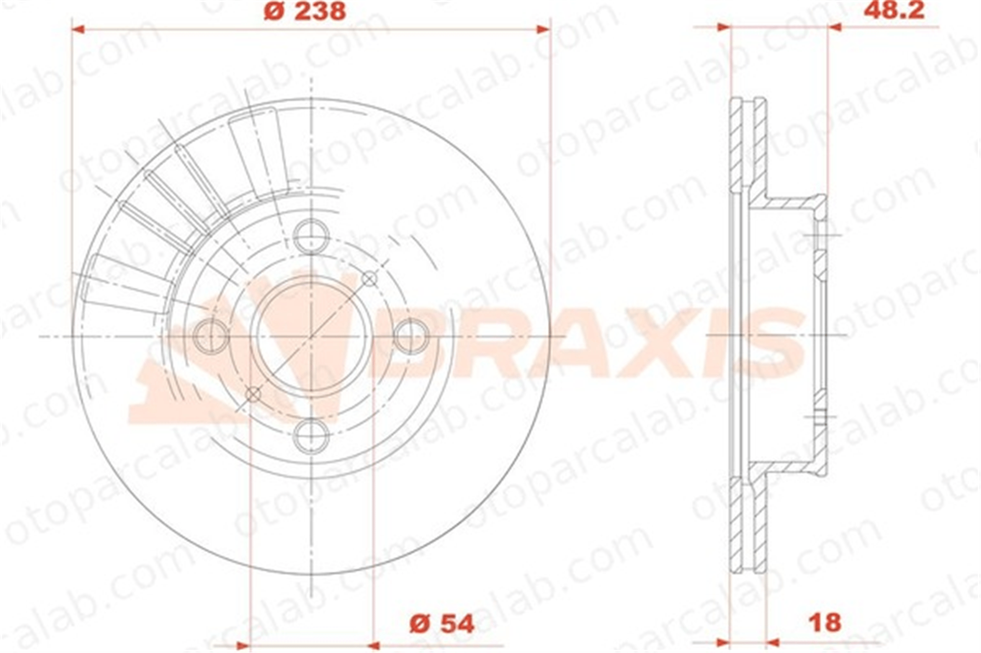 BRAXIS AE0802 Fren Disk Ayna Ön Sağ ve Sol TOYOTA COROLLA COROLLA Compact 43512 4351212250