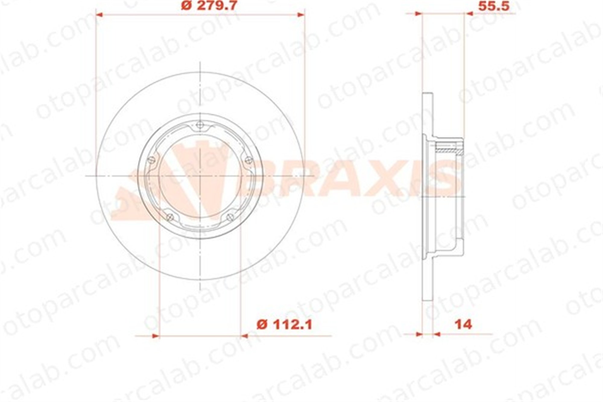 BRAXIS AE0803 Fren Disk Ayna Ön Sağ ve Sol PEUGEOT J7 Panelvan/Van J7 Minibüs/Otobüs 424669 4246B8