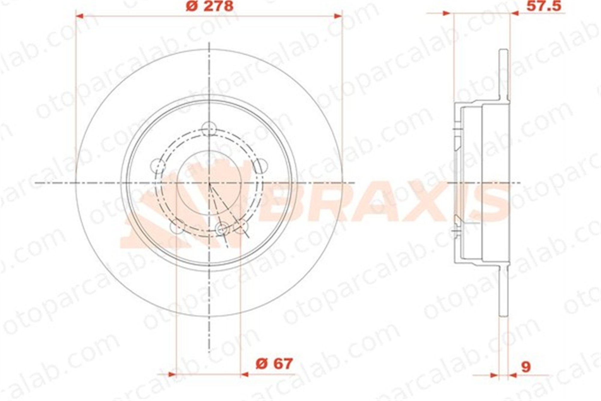BRAXIS AE0850 Fren Disk Ayna Arka Sağ ve Sol MERCEDES-BENZ C-SERISI T-Model C-SERISI A2044230512 4231312