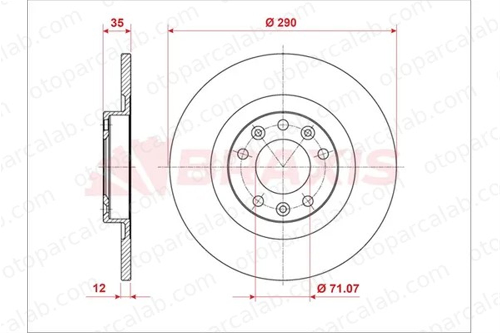 BRAXIS AE0860 Fren Disk Ayna Arka Sağ ve Sol PEUGEOT 308 II 308 SW II 1609583080