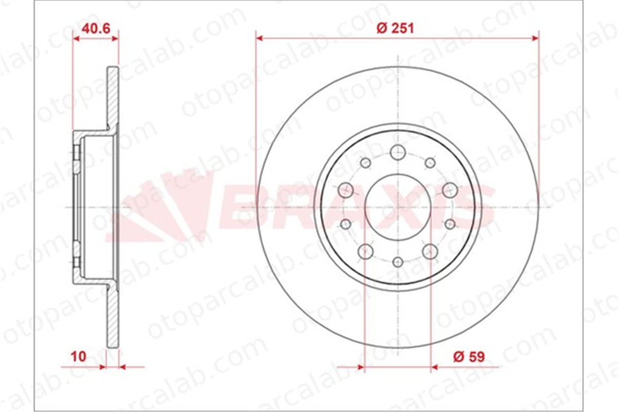 BRAXIS AE0868 Fren Disk Ayna Arka Sağ ve Sol FIAT TIPO Hatchback TIPO Station wagon 51808471 51885409