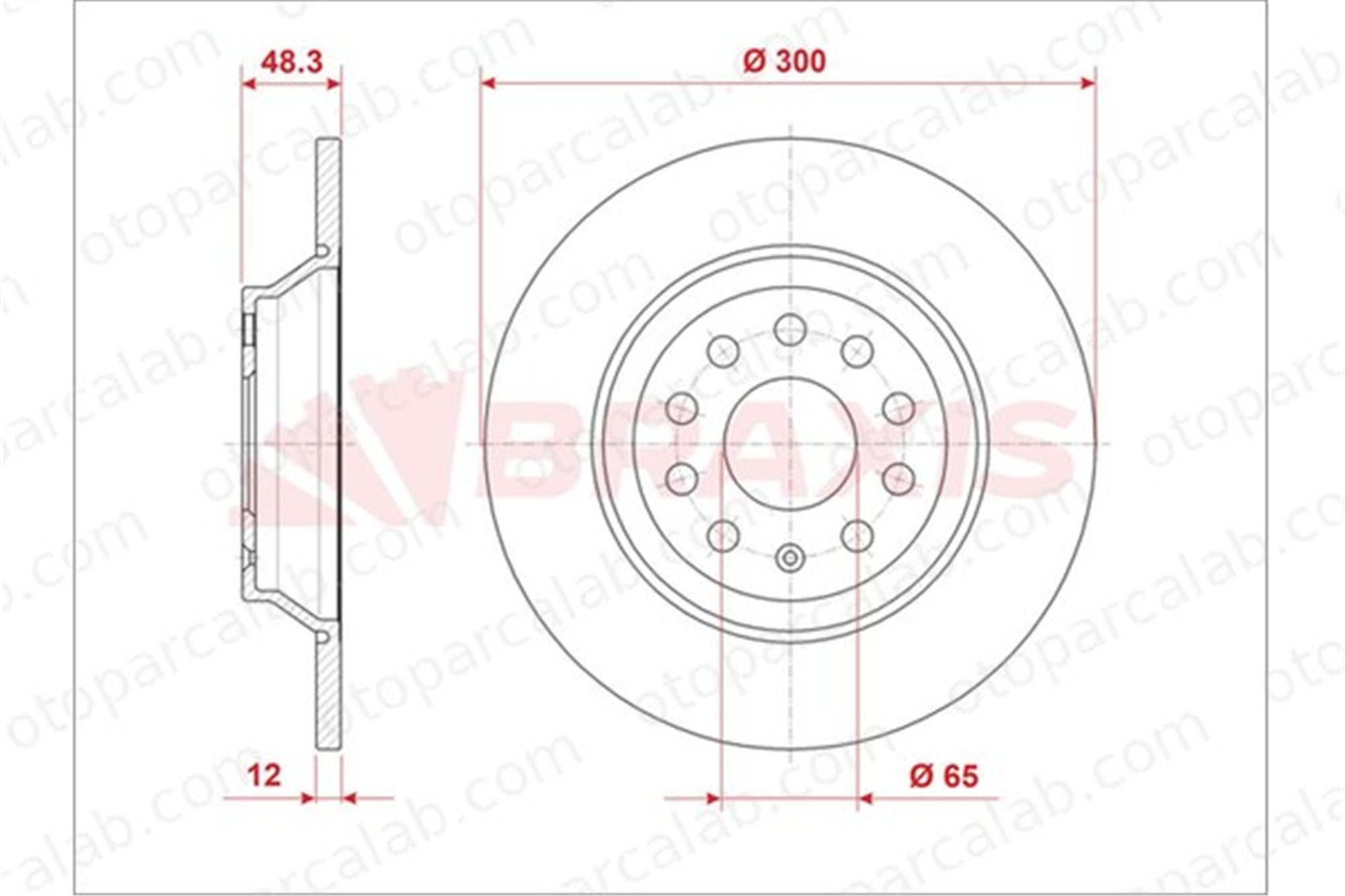 BRAXIS AE0881 Fren Disk Ayna Arka Sağ ve Sol VW GOLF VII GOLF VII Variant 3Q0615601 3Q0615601A