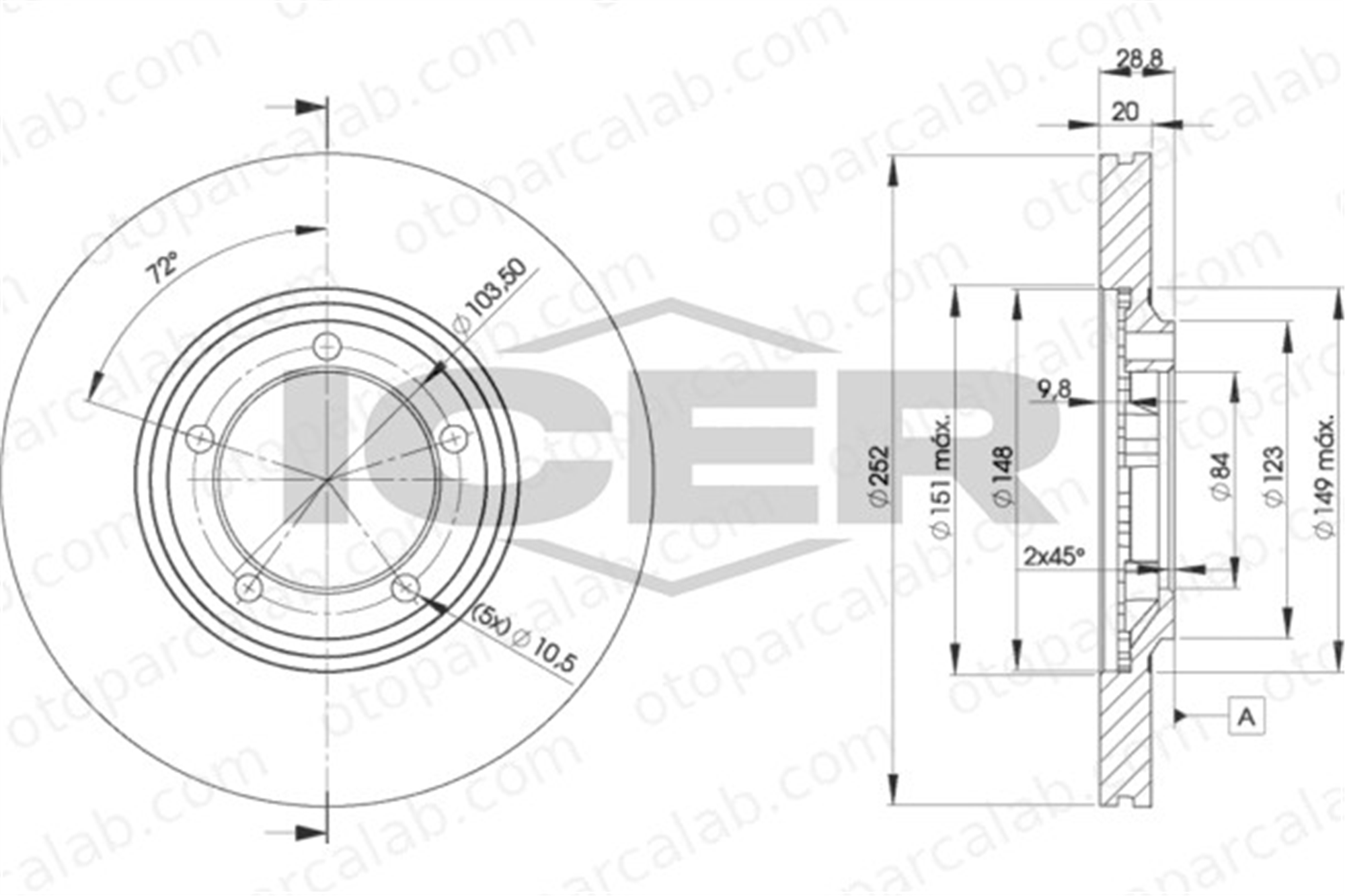 BRAXIS AE0889 Fren Disk Ayna Ön Sağ ve Sol HYUNDAI H100 Minibüs/Otobüs H100 Panelvan/Van 5812944010