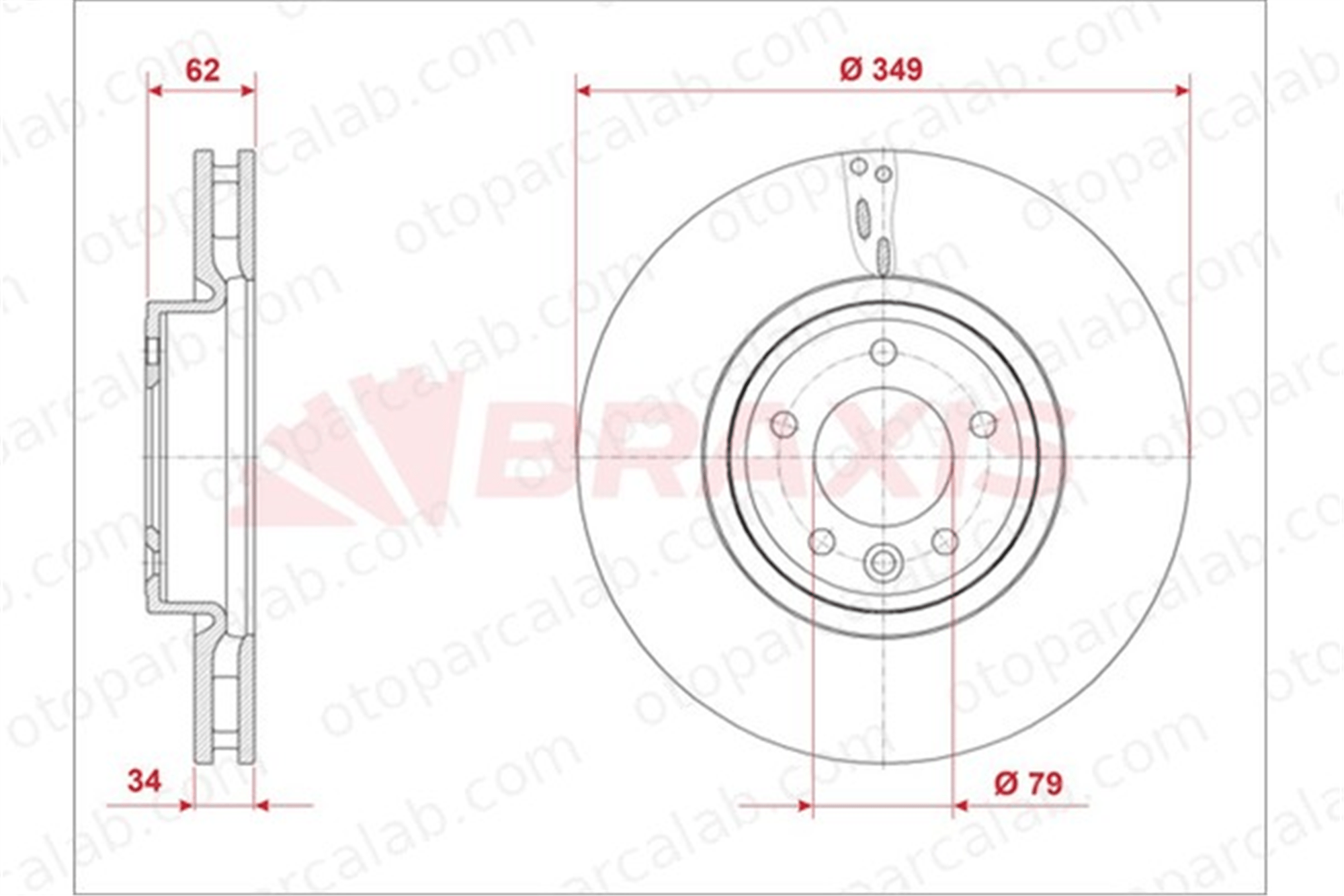 BRAXIS AE0896 Fren Disk Ayna Ön Sağ ve Sol FORD TRANSIT V363 Platform şasi TRANSIT V363 Panelvan/Van BK211125AB 1763884