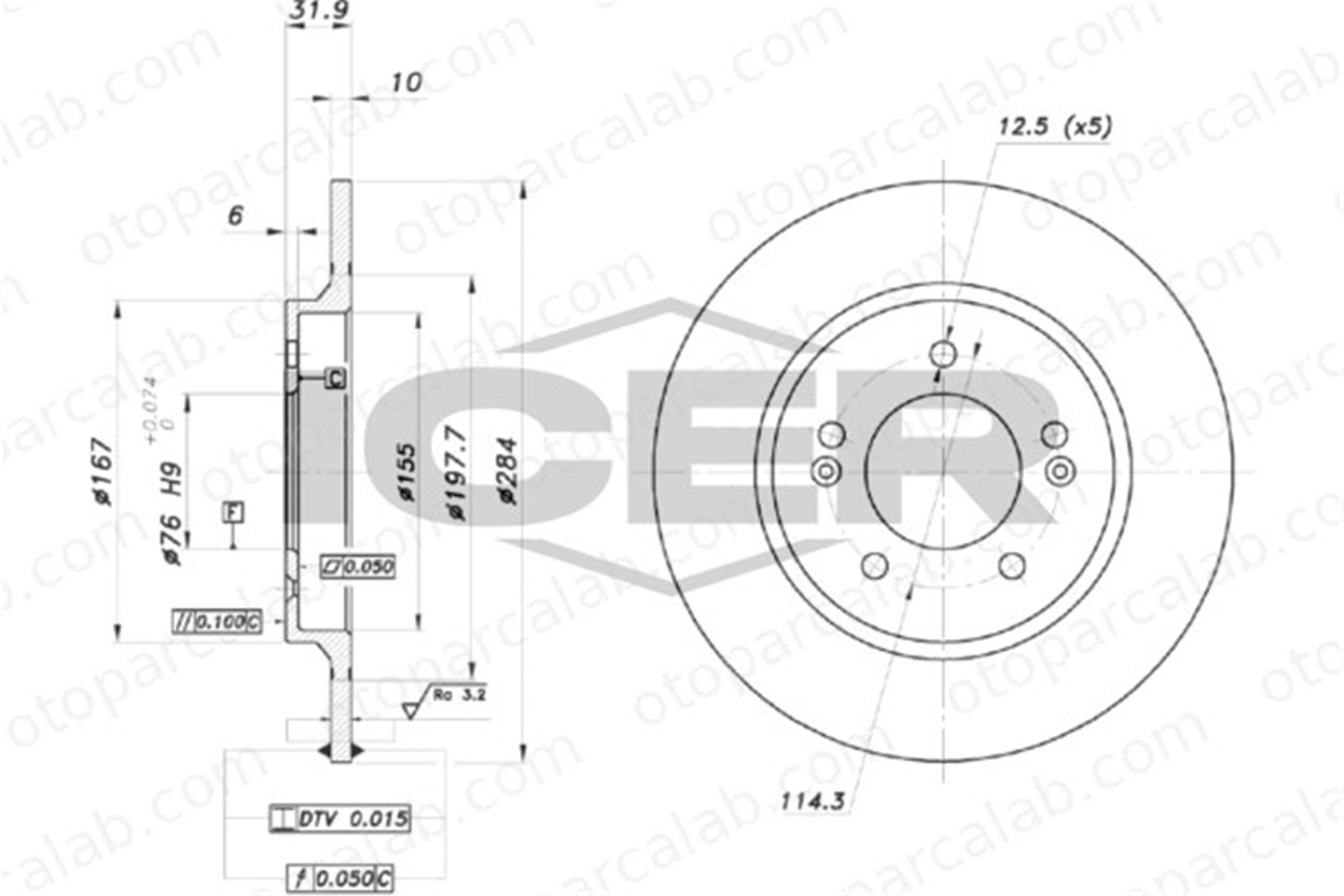 BRAXIS AE0905 Fren Disk Ayna Arka Sağ ve Sol HYUNDAI i30 i30 Station wagon 584113V500