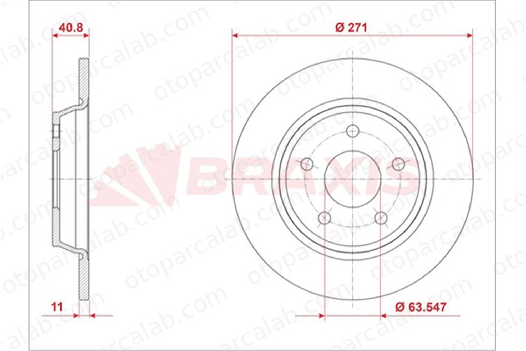 BRAXIS AE0919 Fren Disk Ayna Arka Sağ ve Sol FORD FOCUS IV FOCUS IV Turnier 2196429 JX612A315AEA