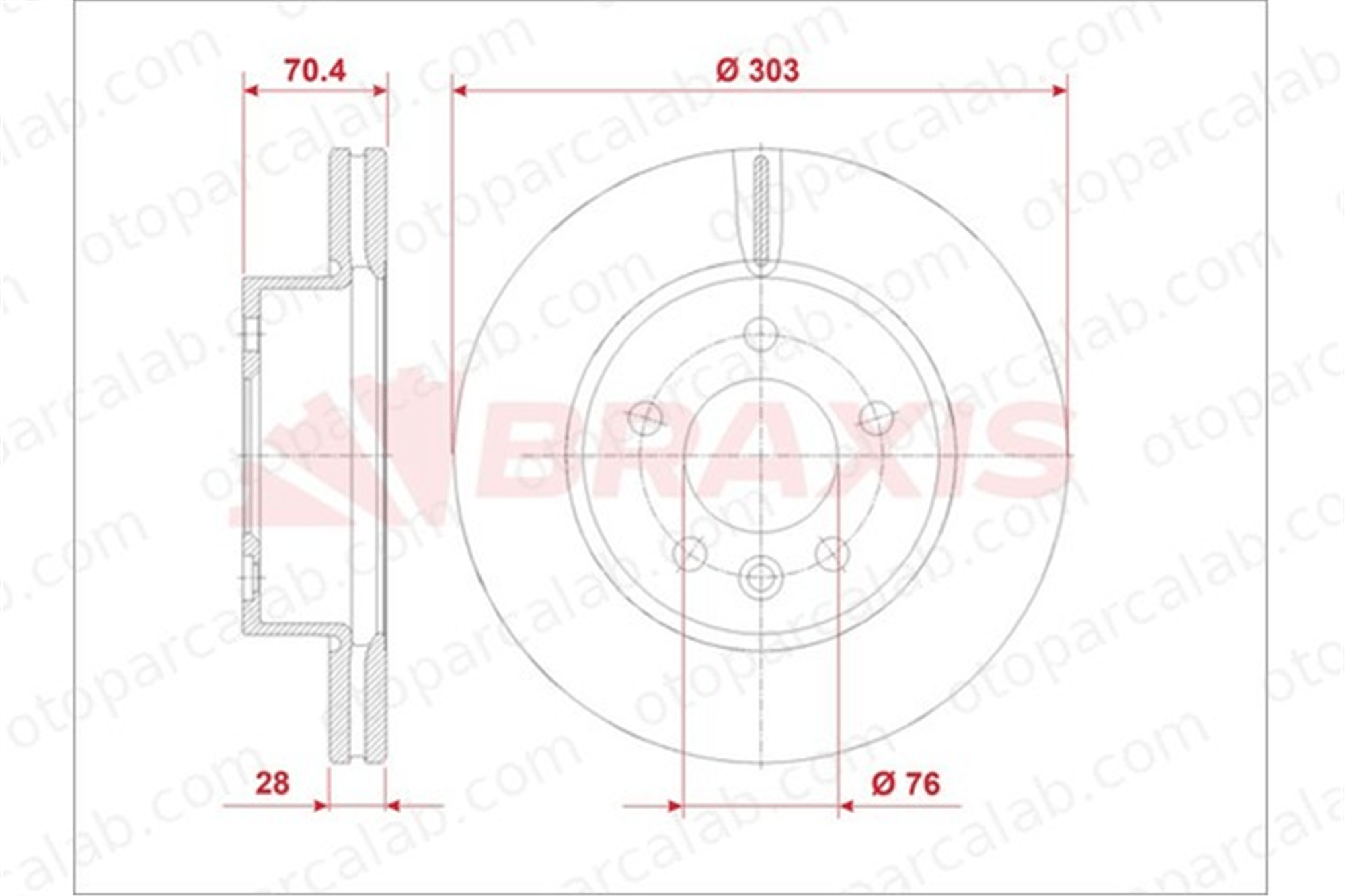 BRAXIS AE0920 Fren Disk Ayna Ön Sağ ve Sol VW CRAFTER Panelvan/Van MAN TGE Panelvan/Van 2N0615301A 65508030000