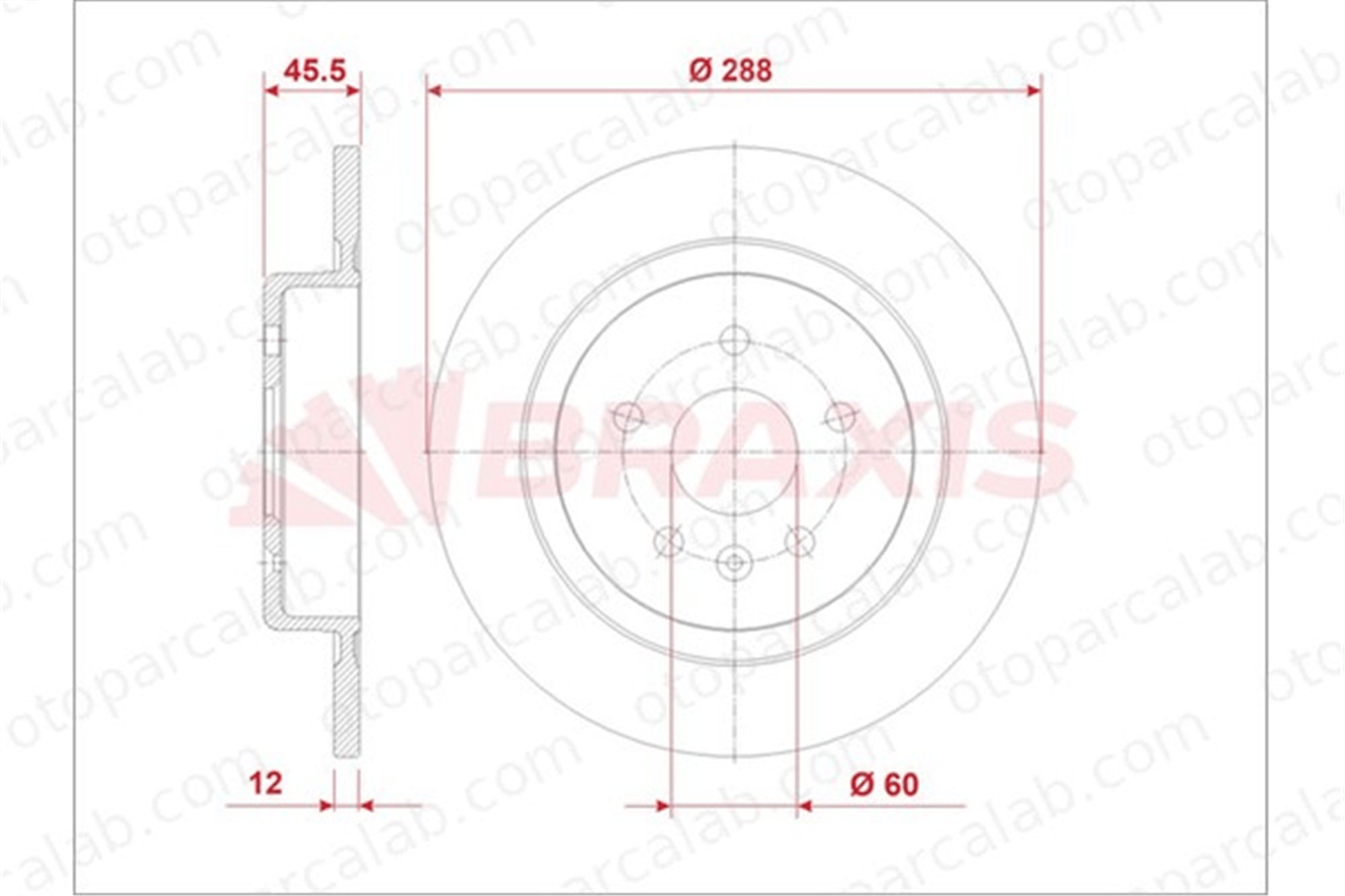 BRAXIS AE0932 Fren Disk Ayna Arka Sağ ve Sol OPEL ASTRA K ASTRA K Sports Tourer 13509120 13515914