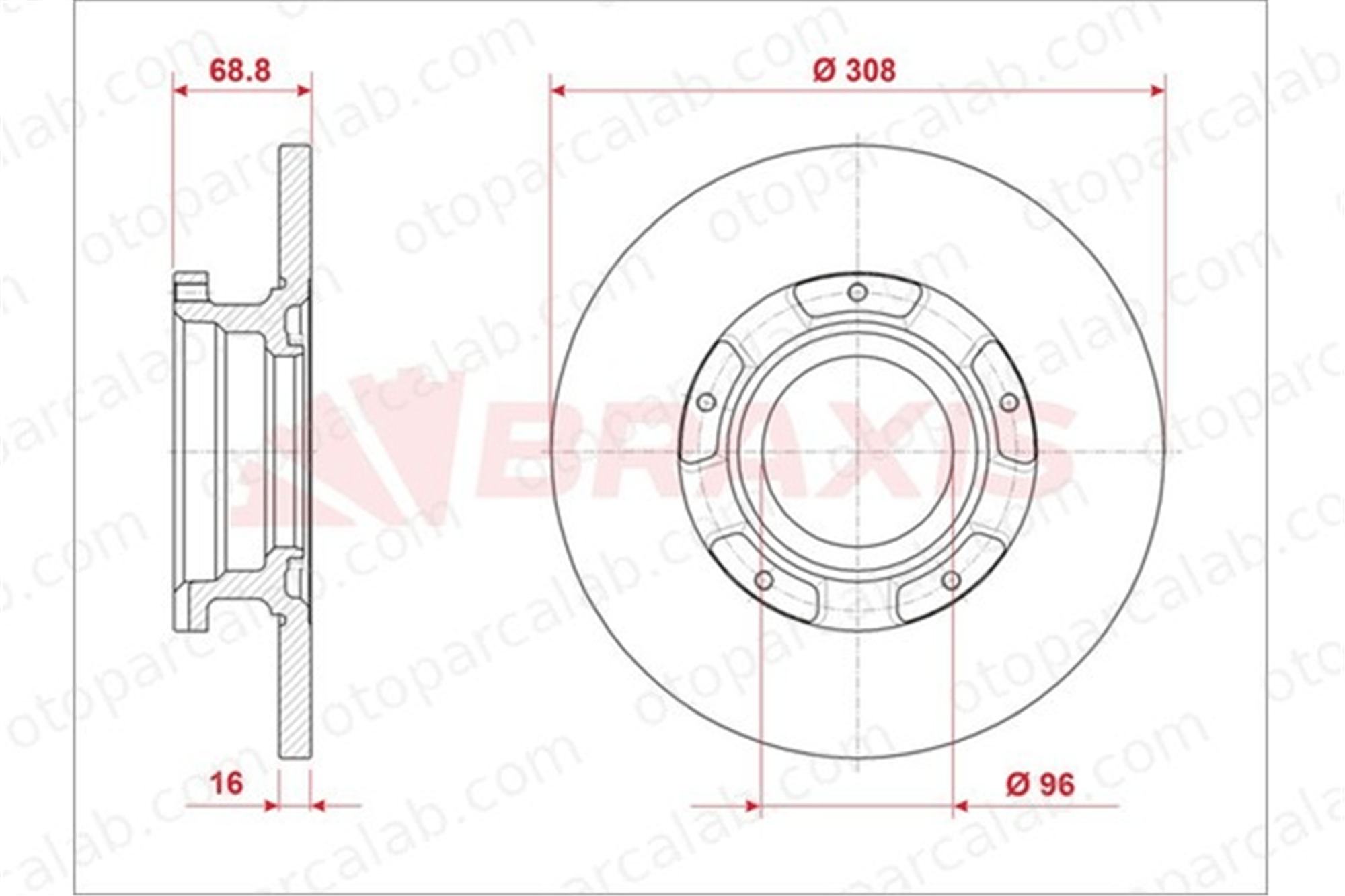 BRAXIS AE0937 Fren Disk Ayna Arka Sağ ve Sol FORD TRANSIT V363 Minibüs/Otobüs TRANSIT V363 Panelvan/Van 1764282 1783910