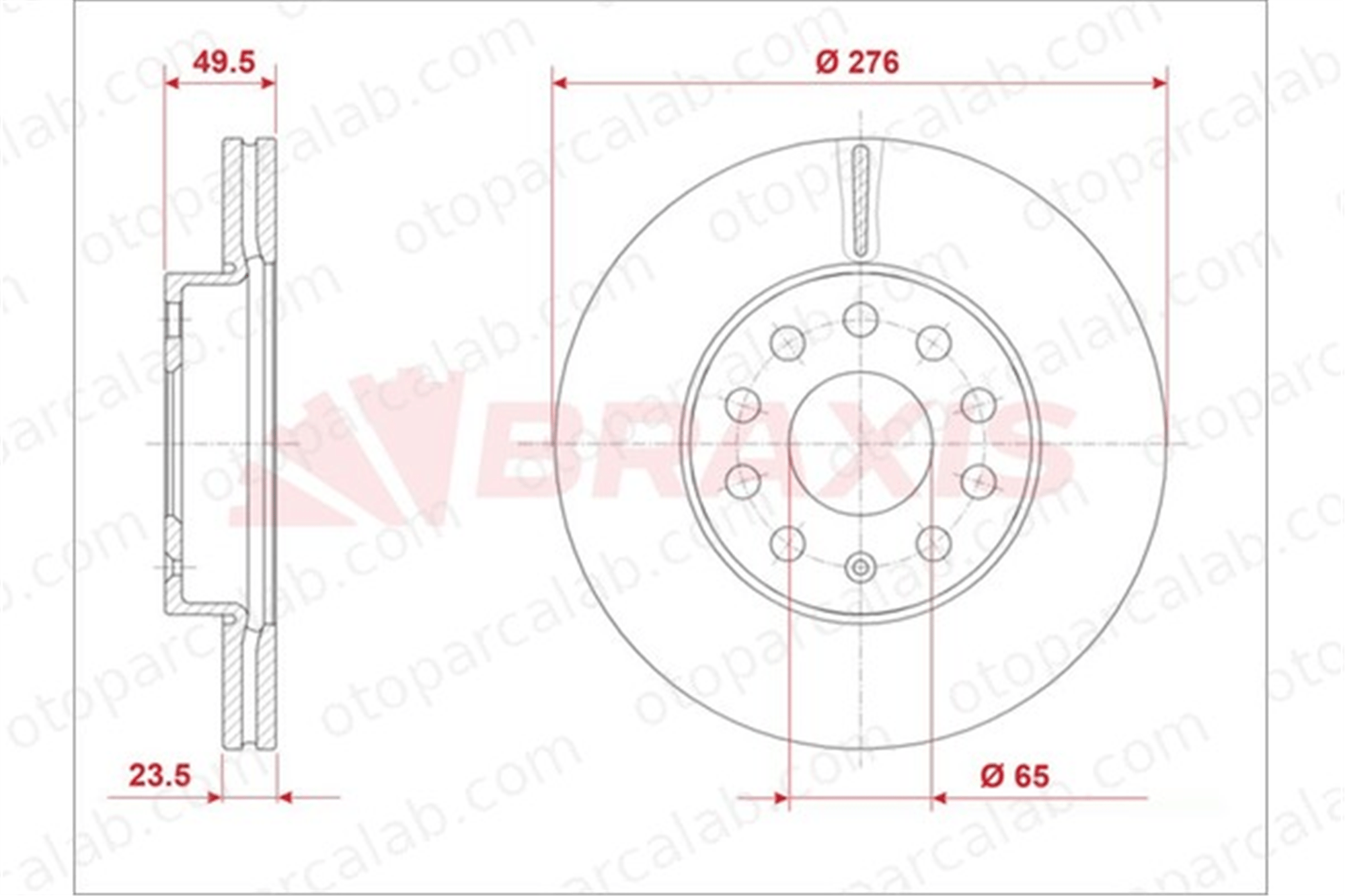 BRAXIS AE0965 Fren Disk Ayna Ön Sağ ve Sol VW GOLF SPORTSVAN VII GOLF VII 5Q0615301A 5Q0615301E