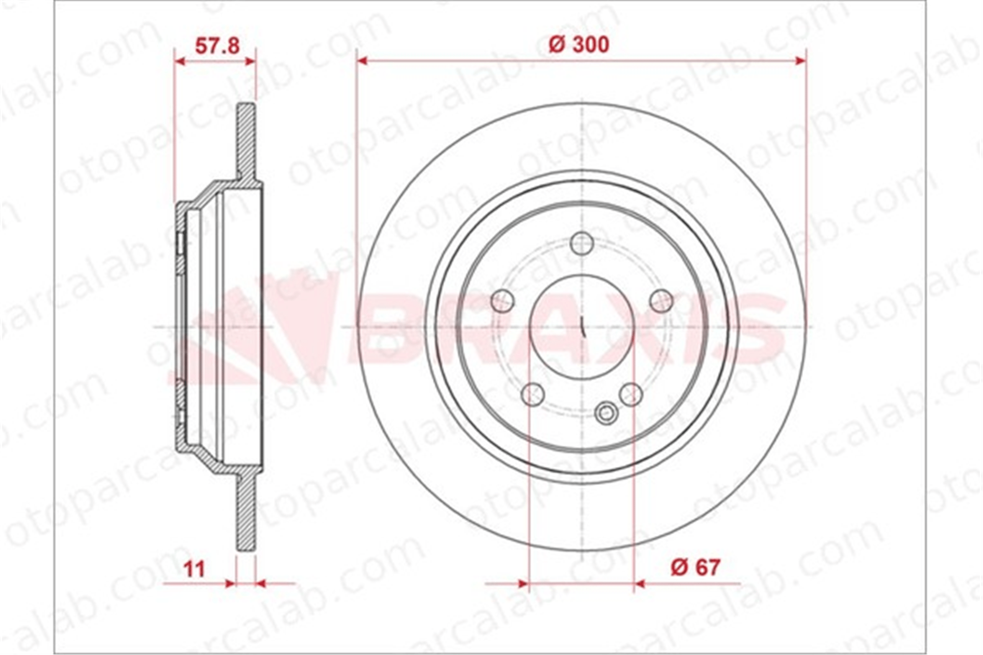 BRAXIS AE1013 Fren Disk Ayna Arka Sağ ve Sol MERCEDES-BENZ VITO Mixto VITO Tourer A4474230412 4474230012