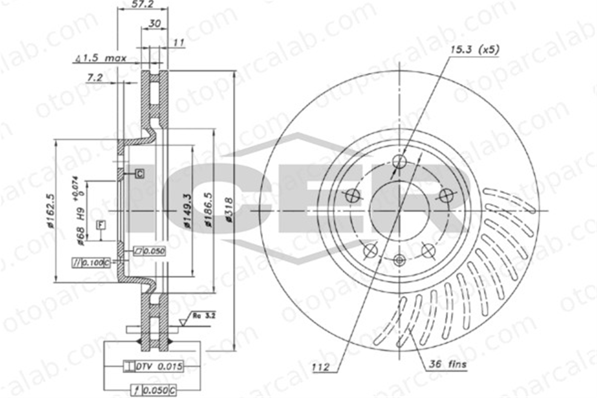 BRAXIS AE1095 Fren Disk Ayna Ön Sağ ve Sol AUDI A4 B9 A5 Sportback 80A615301E 8W0615301AA