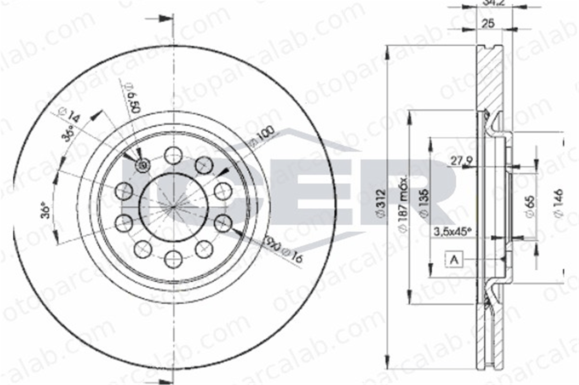BRAXIS AE1398 Fren Disk Ayna Ön Sağ ve Sol AUDI TT Roadster VW GOLF IV Variant 8N0615301A 8L0615301
