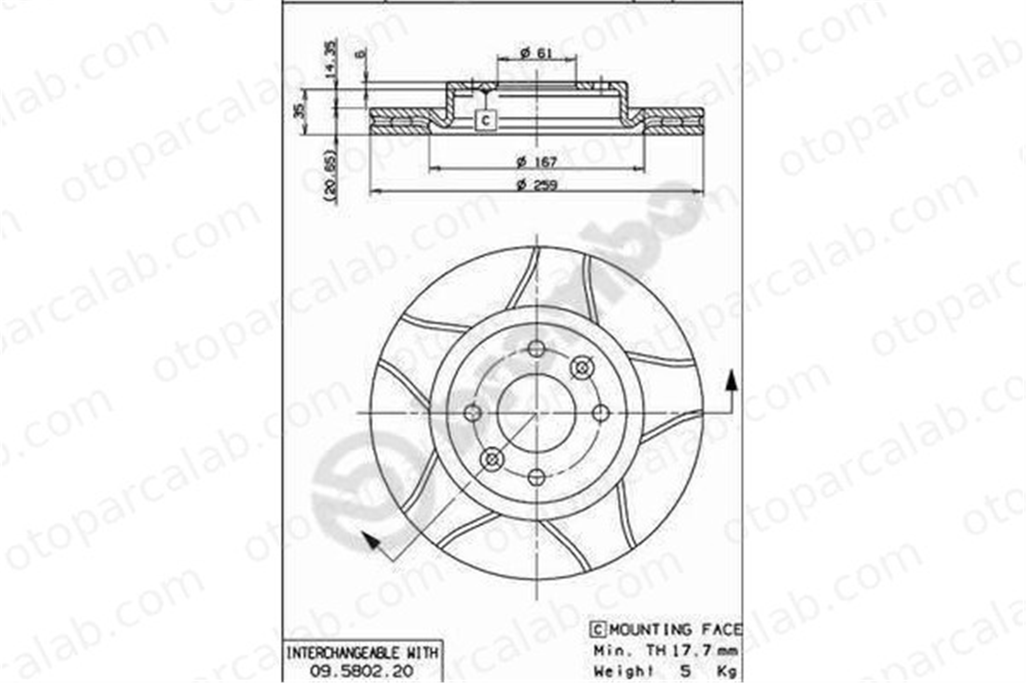 BREMBO 09.5802.76 Fren Disk Ayna Ön Sağ ve Sol RENAULT CLIO II KANGOO Express 402062984R 7701206339