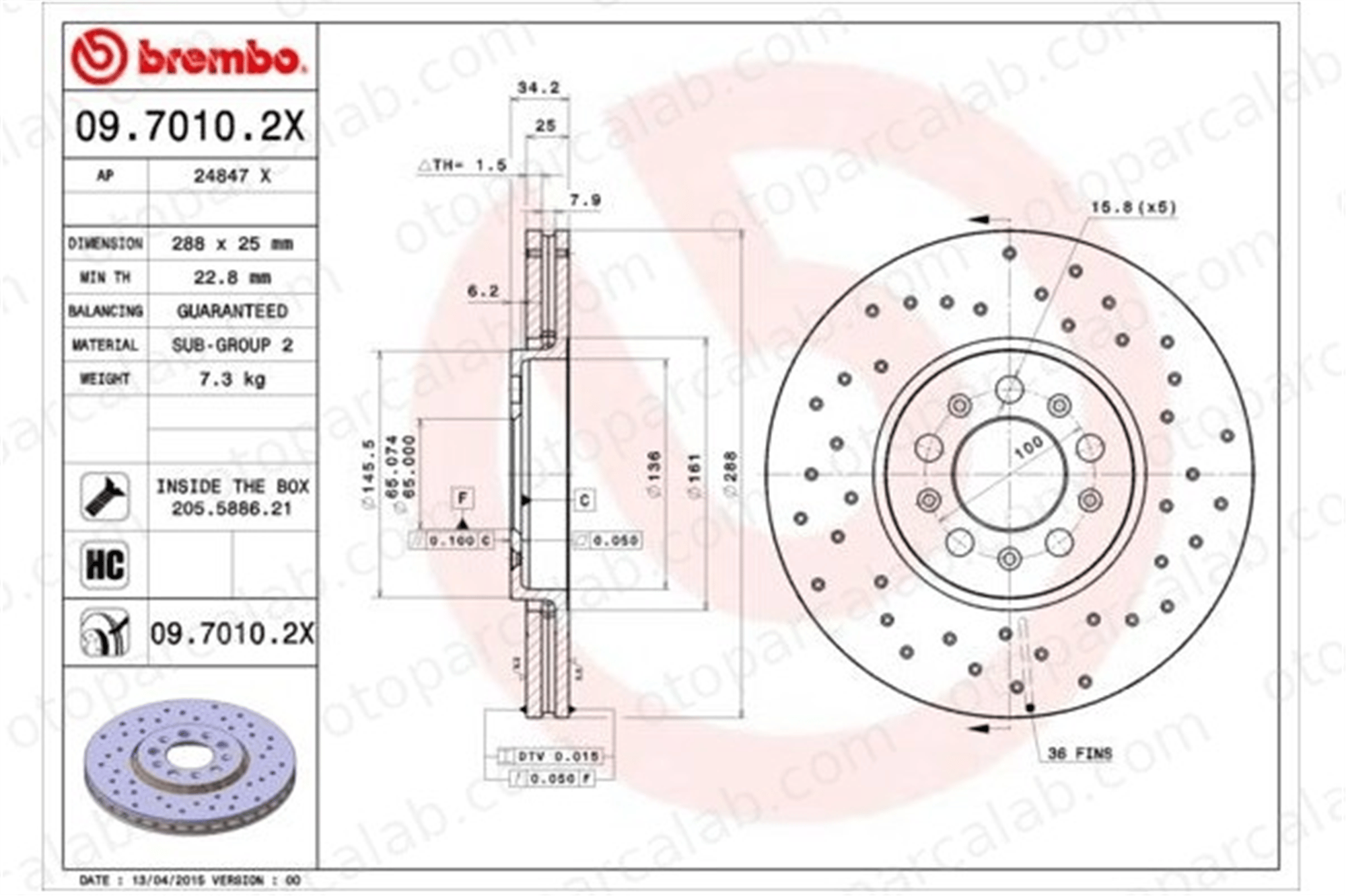 BREMBO 09.7010.2X Fren Disk Ayna Ön Sağ ve Sol VW BORA I POLO V 6R0615301A 1J0615301