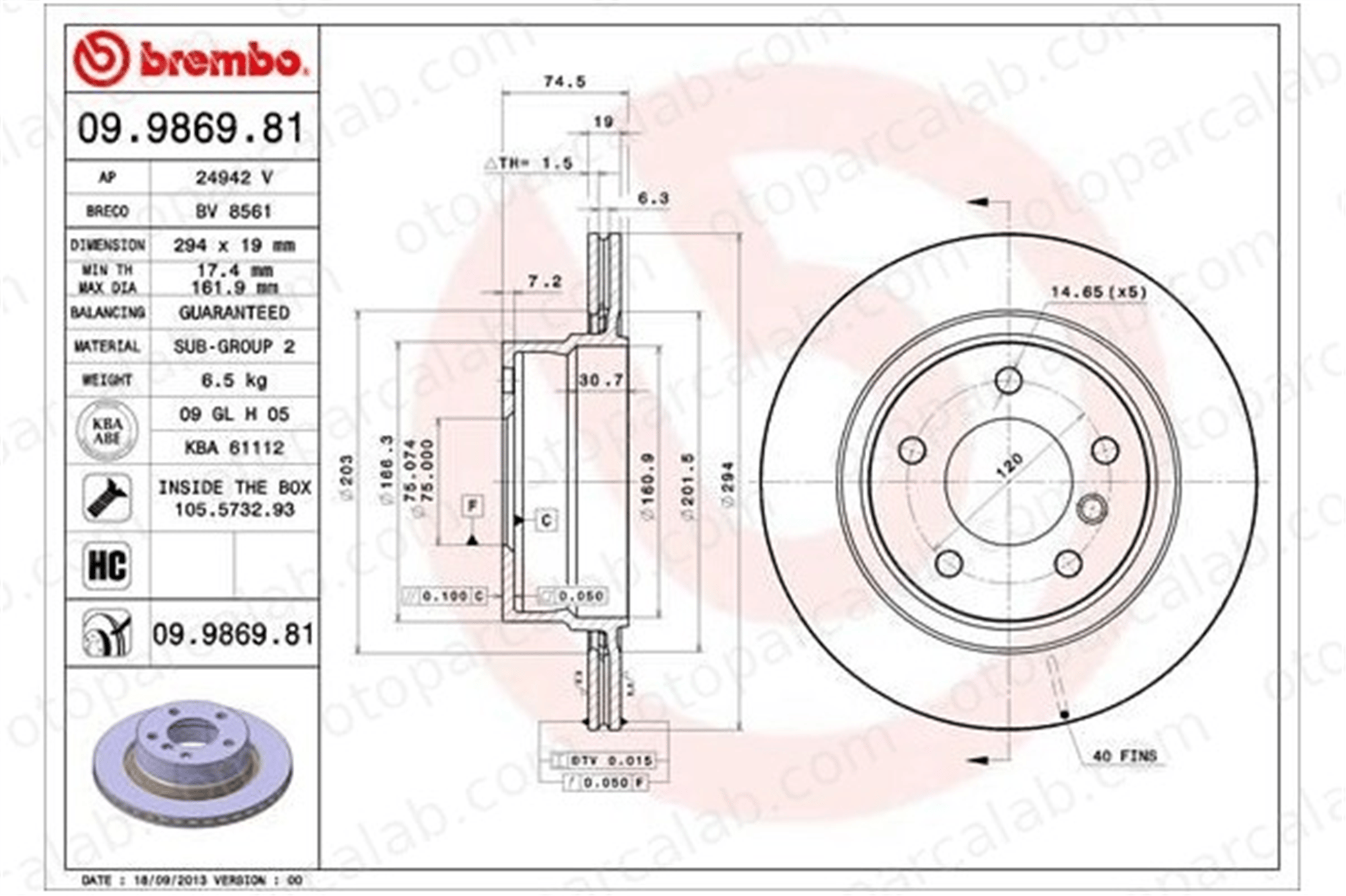BREMBO 09.9869.81 Fren Disk Ayna Arka Sağ ve Sol BMW Z4 Roadster Z4 Coupe 34216794303 34216754137