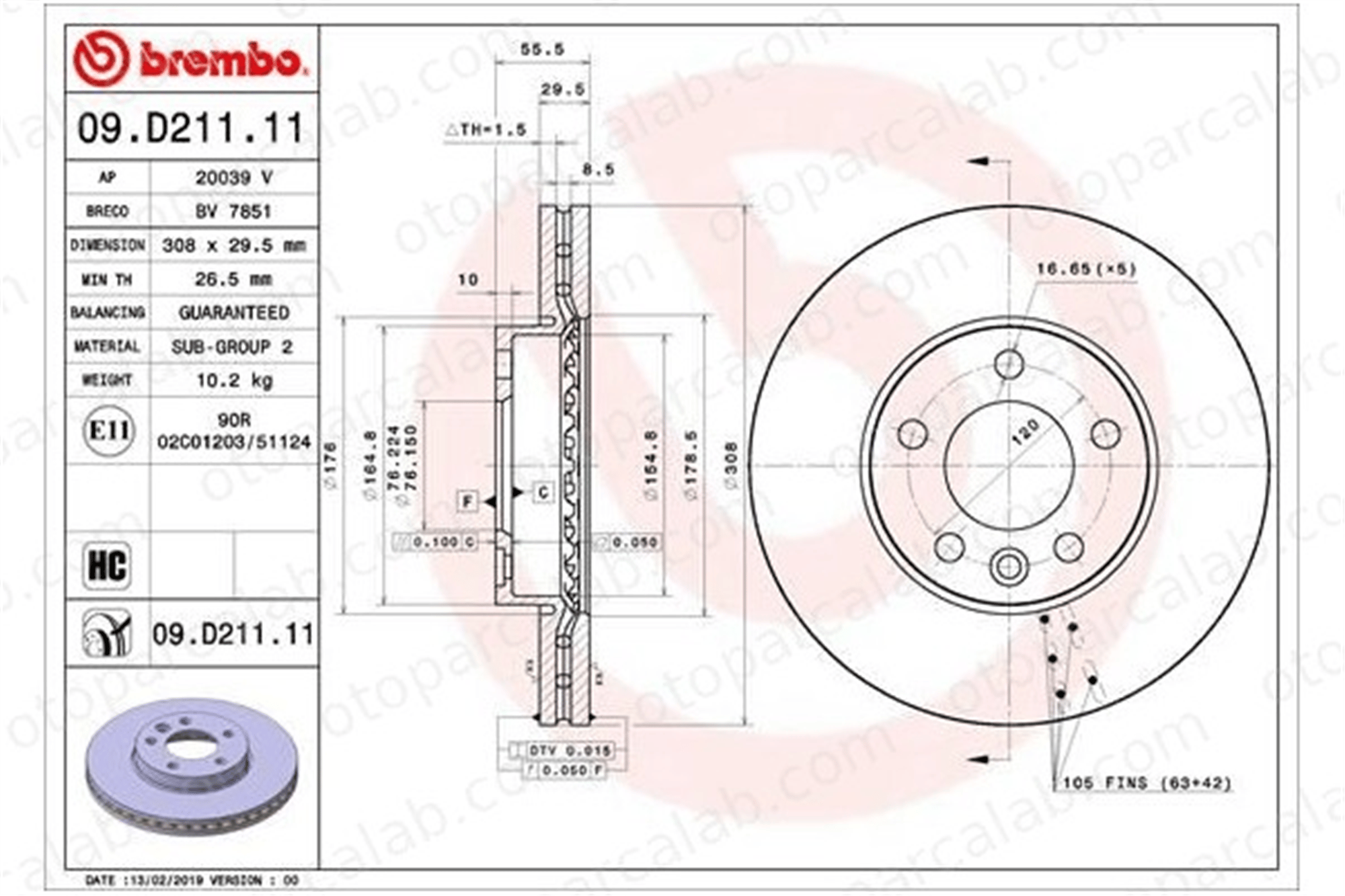 BREMBO 09.D211.11 Fren Disk Ayna Ön Sağ ve Sol VW TRANSPORTER T5 Minibüs/Otobüs TRANSPORTER T5 Panelvan/Van 7E0615301D 7H0615301D