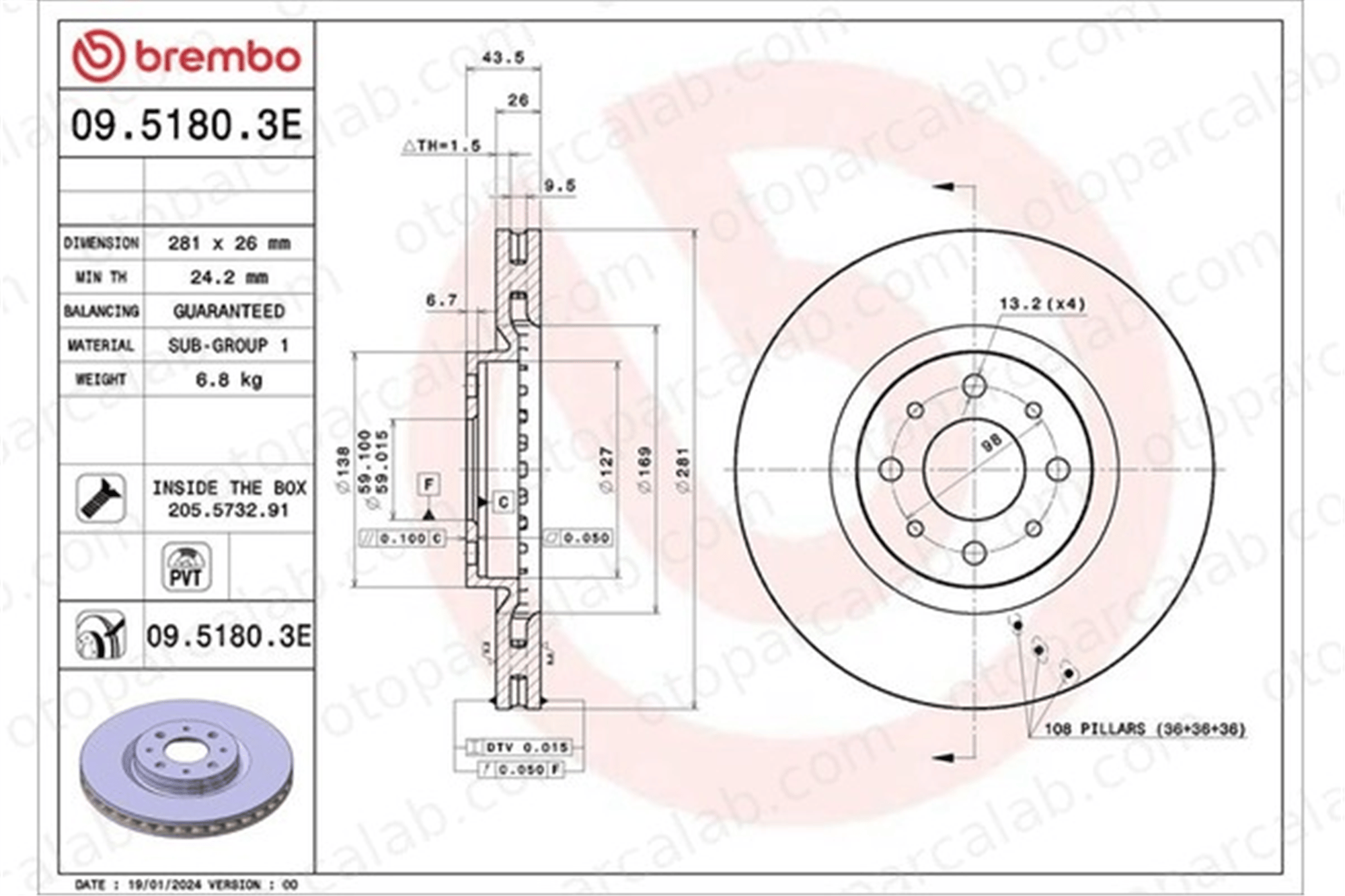 BREMBO KT 08 045 Fren Disk Balata Ön FIAT TIPO Hatchback TIPO Sedan KT08045 46535086