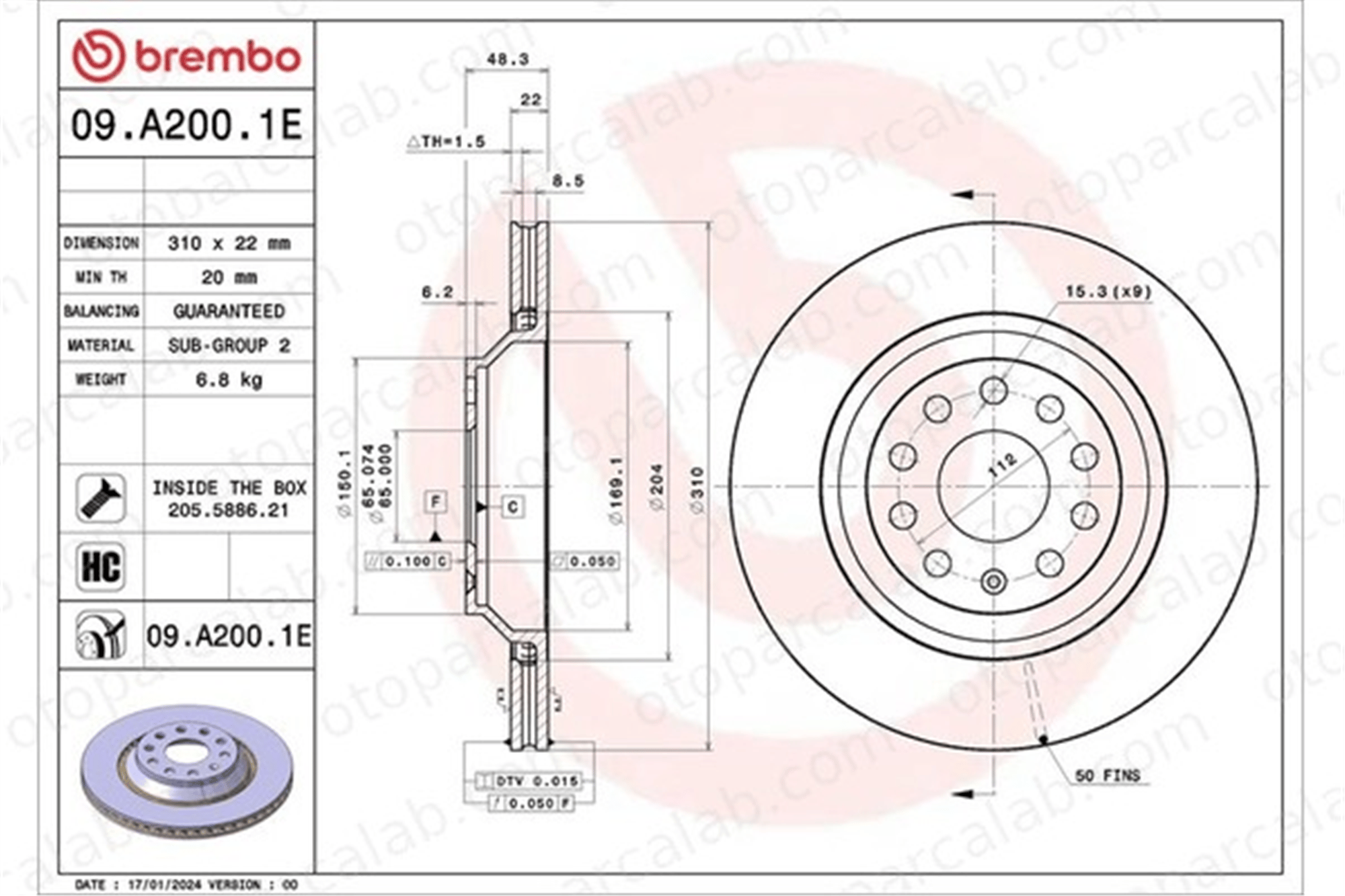 BREMBO KT 08 078 Fren Disk Balata Ön AUDI A3 Sportback SKODA OCTAVIA IV 1K0615601N 5WA698451A