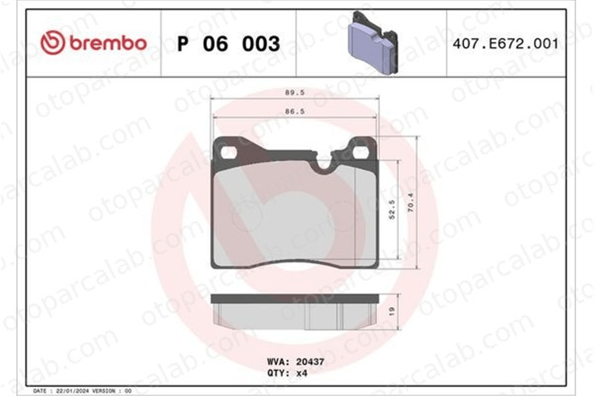 BREMBO P 06 003 Fren Disk Balata Ön BMW 5 MASERATI BITURBO Coupe 34111159261 34111116007