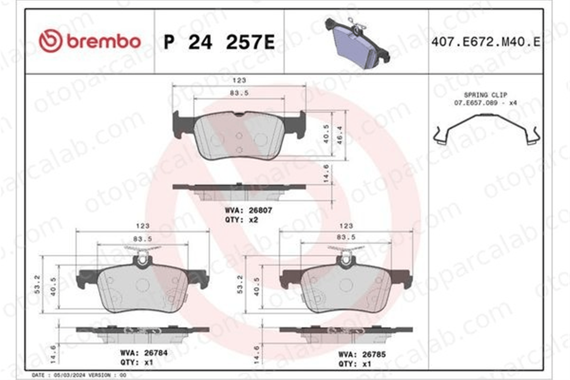 BREMBO P 24 257E Fren Disk Balata Ön FORD KUGA II MONDEO V Turnier LJ9Z2200C 2478915