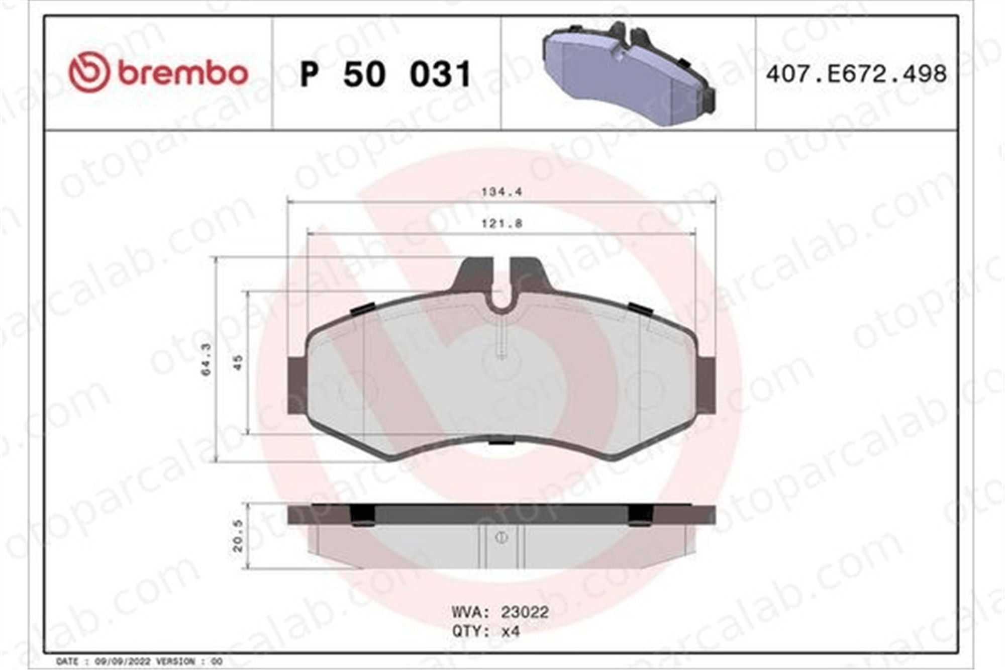 BREMBO P 50 031 Fren Disk Balata Ön MERCEDES-BENZ VITO Minibüs/Otobüs VITO Panelvan/Van A0004214110 A0034200120