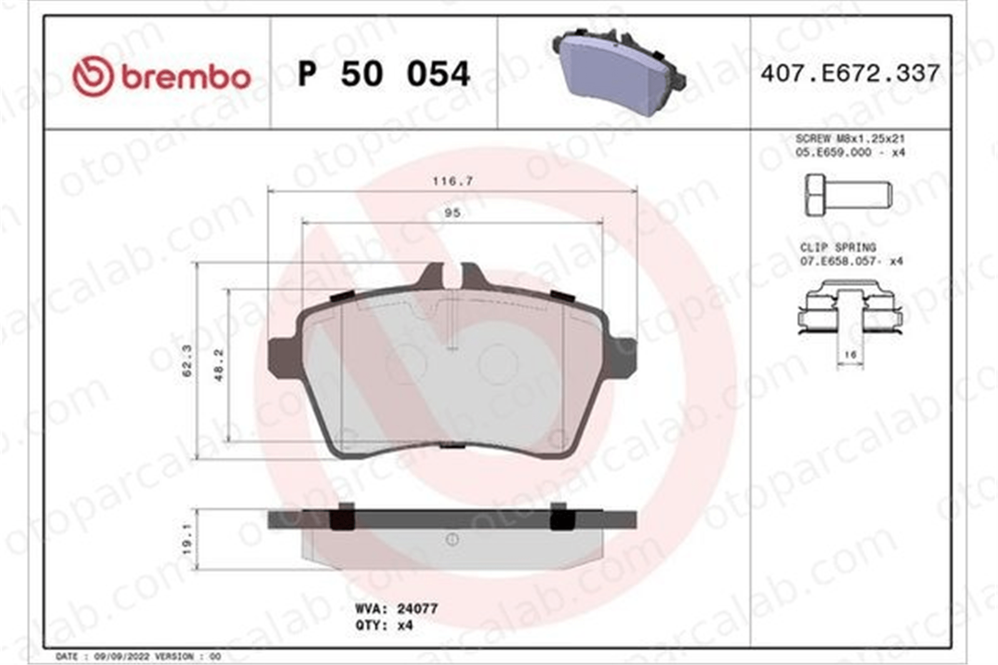 BREMBO P 50 054 Fren Disk Balata Ön MERCEDES-BENZ A-SERISI 1694200220 1694201020