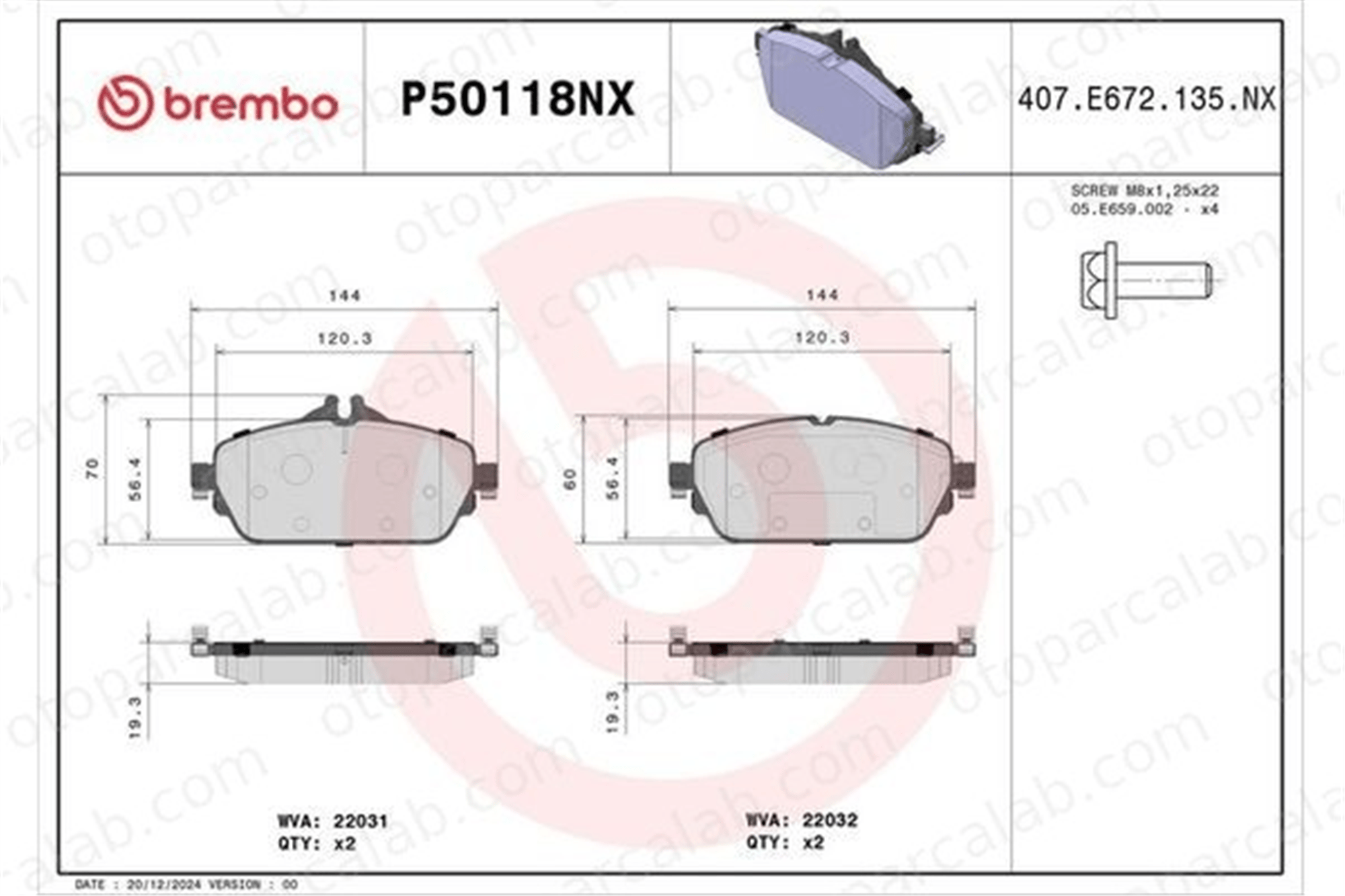 BREMBO P 50 118NX Fren Disk Balata Ön MERCEDES-BENZ C-SERISI C-SERISI T-Model A0004208700 A0084203620