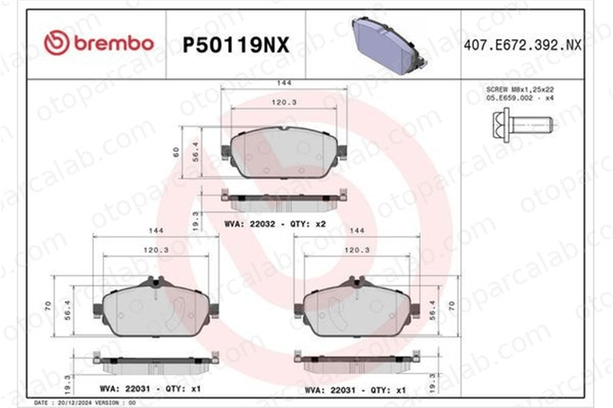BREMBO P 50 119NX Fren Disk Balata Ön MERCEDES-BENZ C-SERISI C-SERISI T-Model P50119NX 4204500