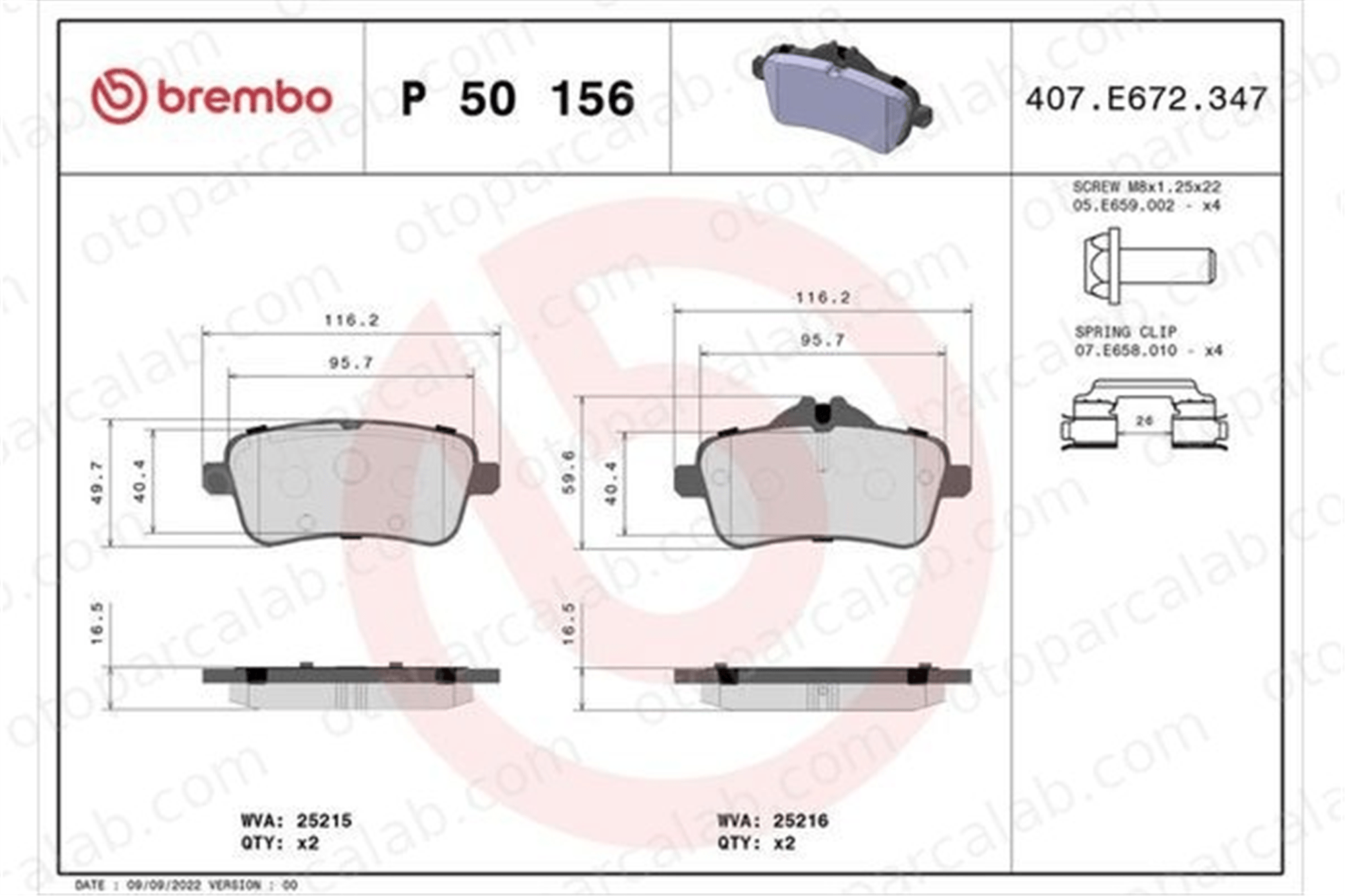 BREMBO P 50 156 Fren Disk Balata Ön MERCEDES-BENZ GLE Coupe GLS P50156 4206504