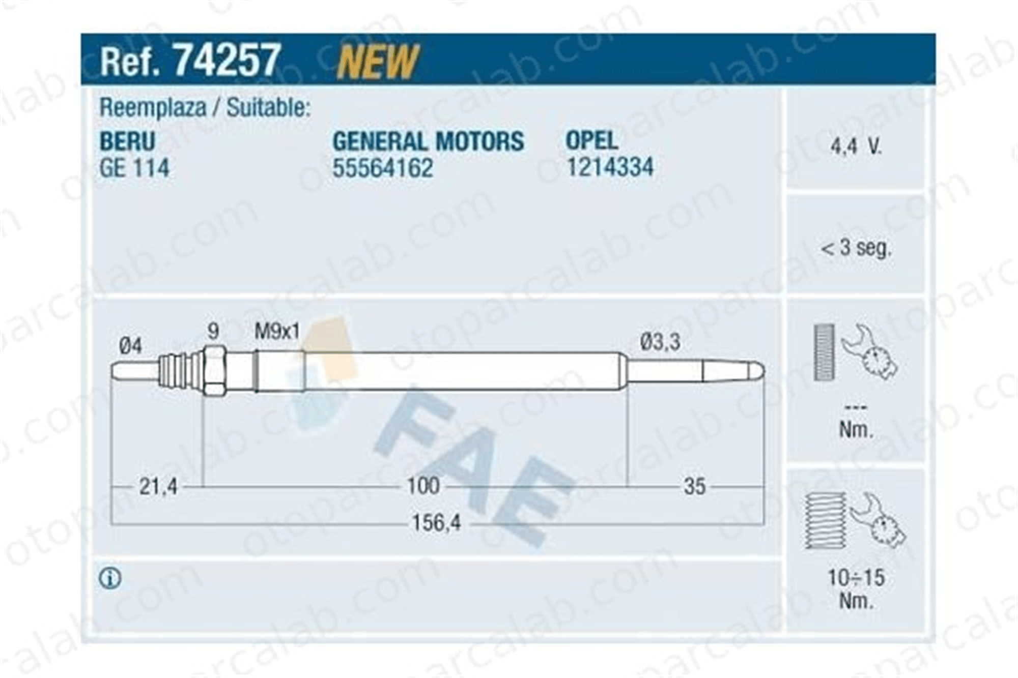 BREMI BR:26507 Isıtma Bujisi OPEL INSIGNIA A INSIGNIA A Sedan 55564162 55200755