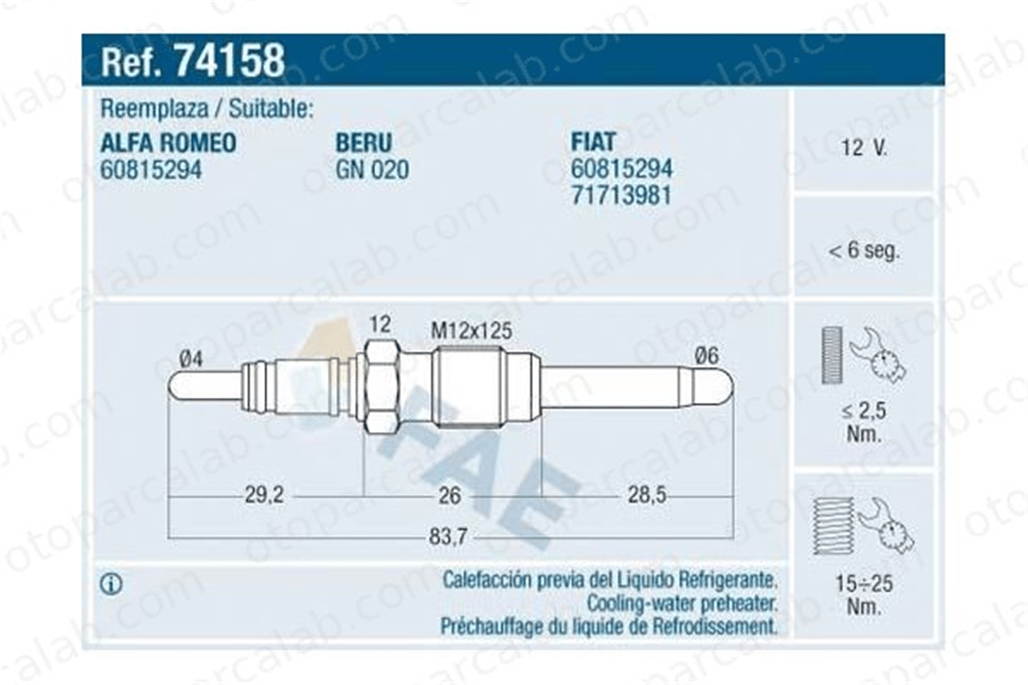 BSG 10-870-002 Isıtma Bujisi LANCIA LYBRA LYBRA SW 71713981 60815294