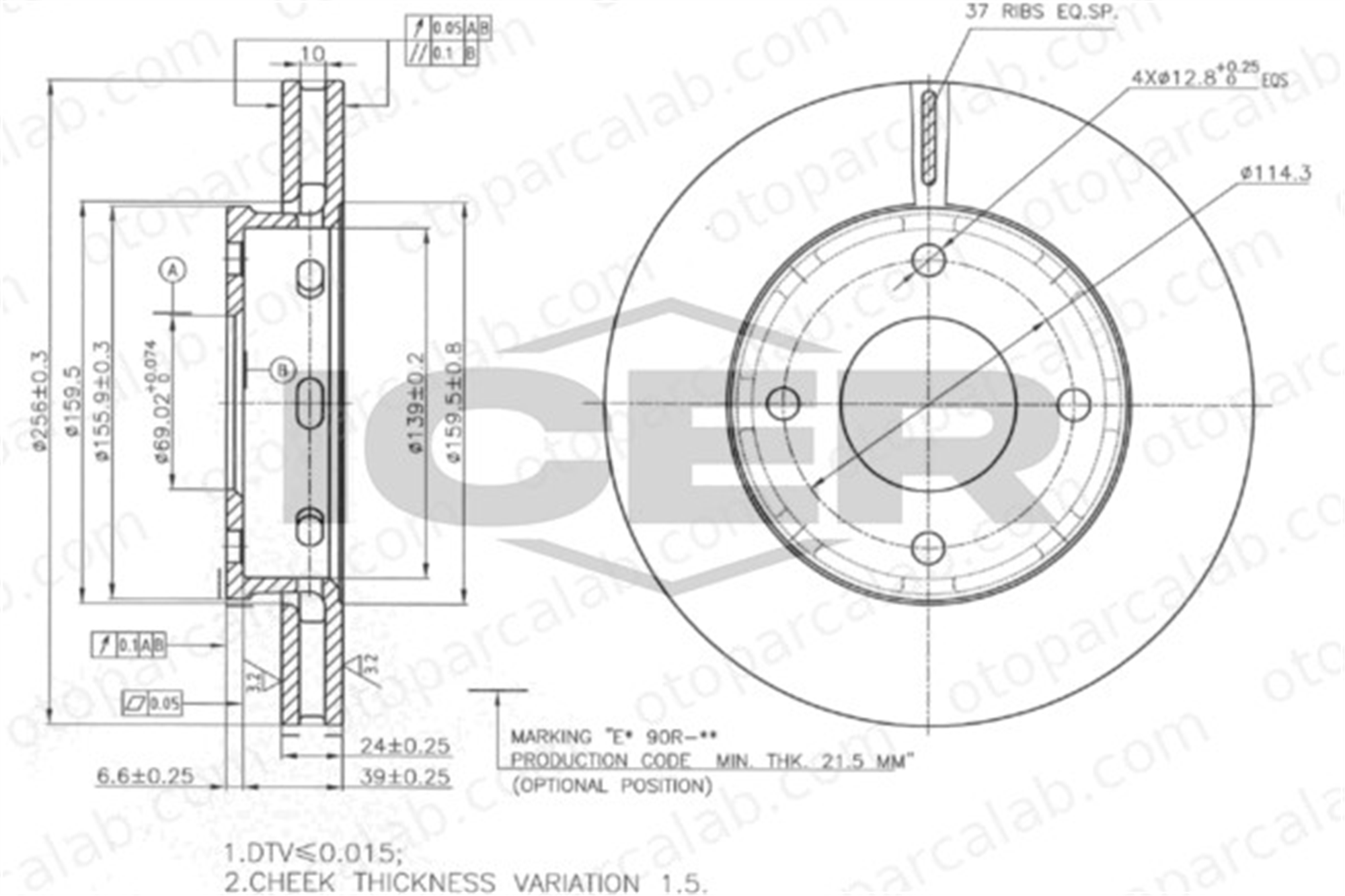 BSG 62-210-016 Fren Disk Ayna Ön Sağ ve Sol SMART FORFOUR MITSUBISHI COLT VI 4605A068 M4605A068