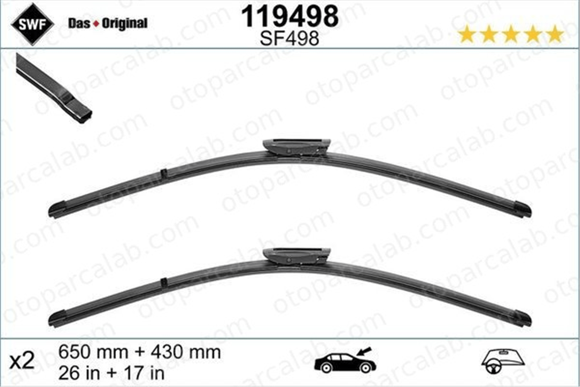 BSG 70-992-016 Silecek Süpürgesi Ön 650/430 mm - 26/17 inç CITROËN C4 CACTUS C4 CACTUS Van 1611870280 1611870480