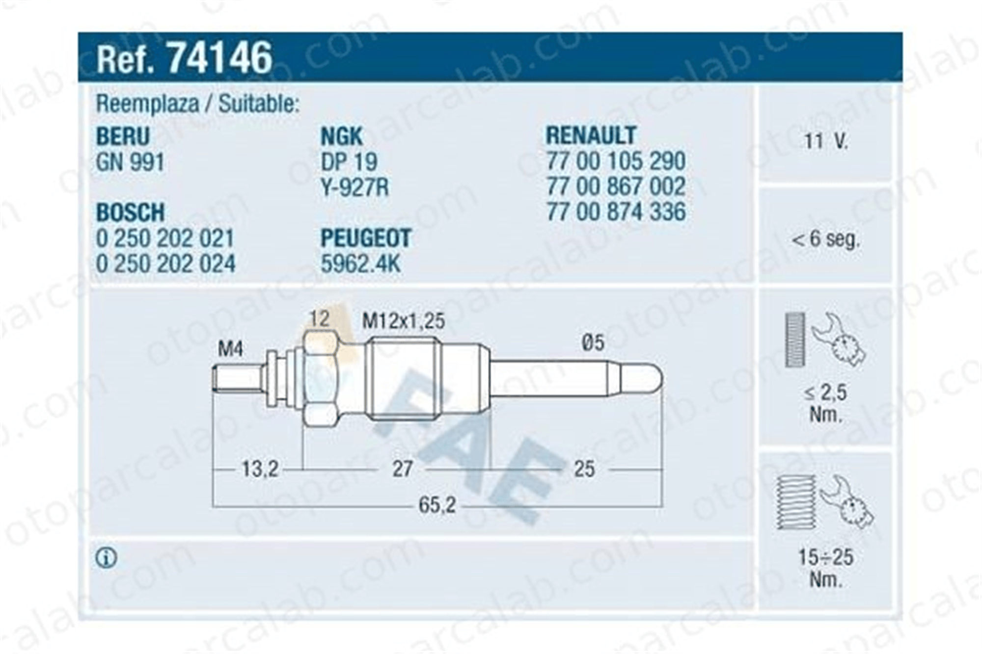 BSG 75-870-003 Isıtma Bujisi RENAULT MEGANE I MEGANE I Classic 7700105290 59624K