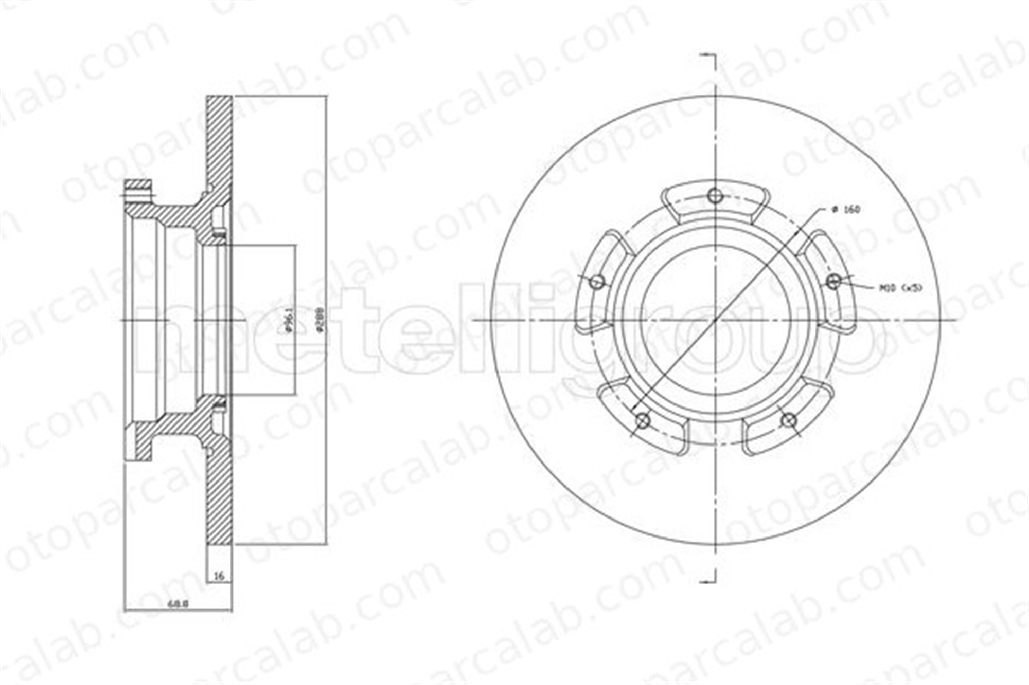 CIFAM 800-1753C Fren Disk Ayna Arka Sağ ve Sol FORD TRANSIT V363 Panelvan/Van TOURNEO CUSTOM V362 Minibüs/Otobüs BK212A097BA BK212A097FA