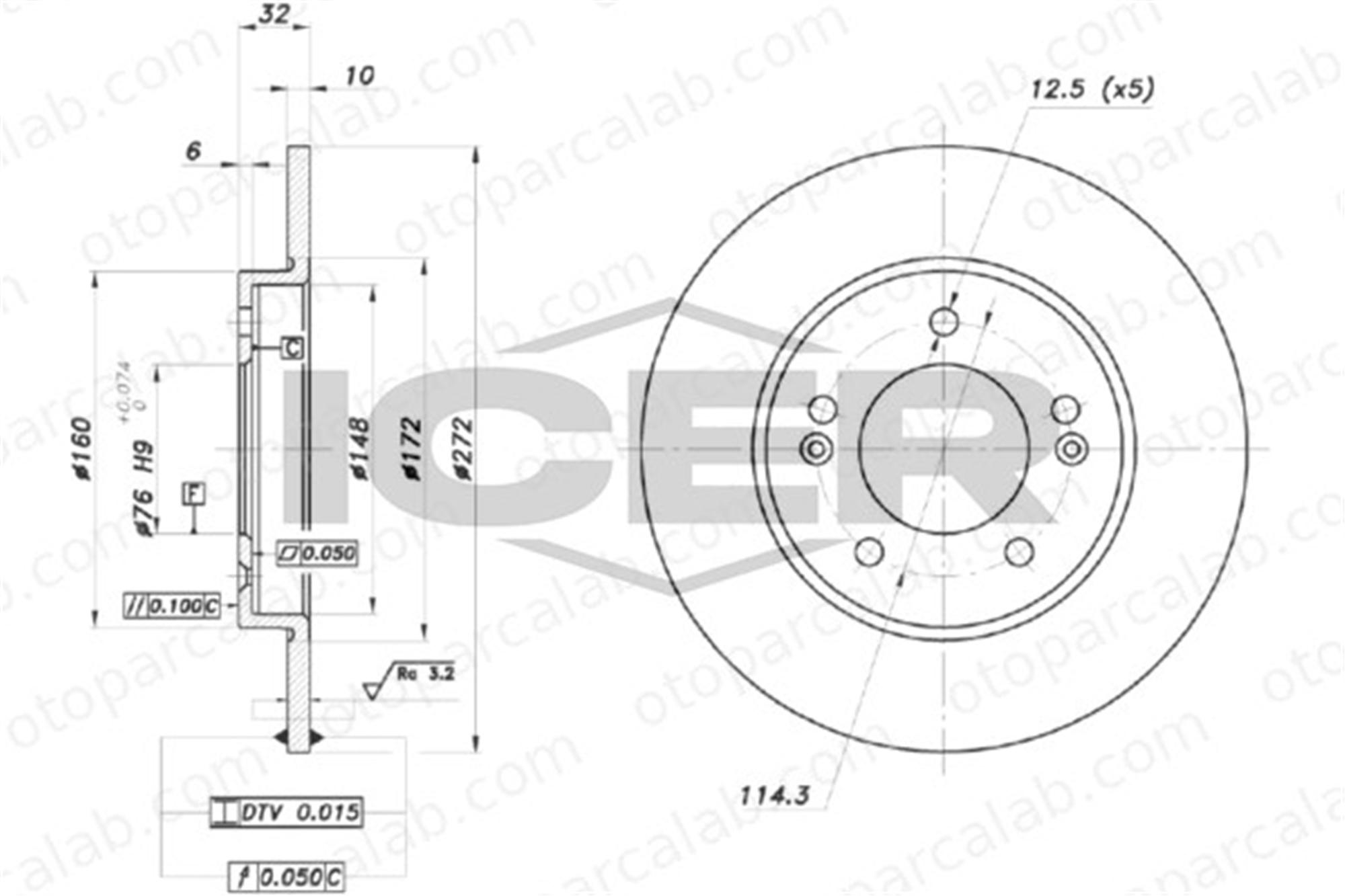 CIFAM 800-1877C Fren Disk Ayna Arka Sağ ve Sol HYUNDAI i30 KIA CEED 58411G4300