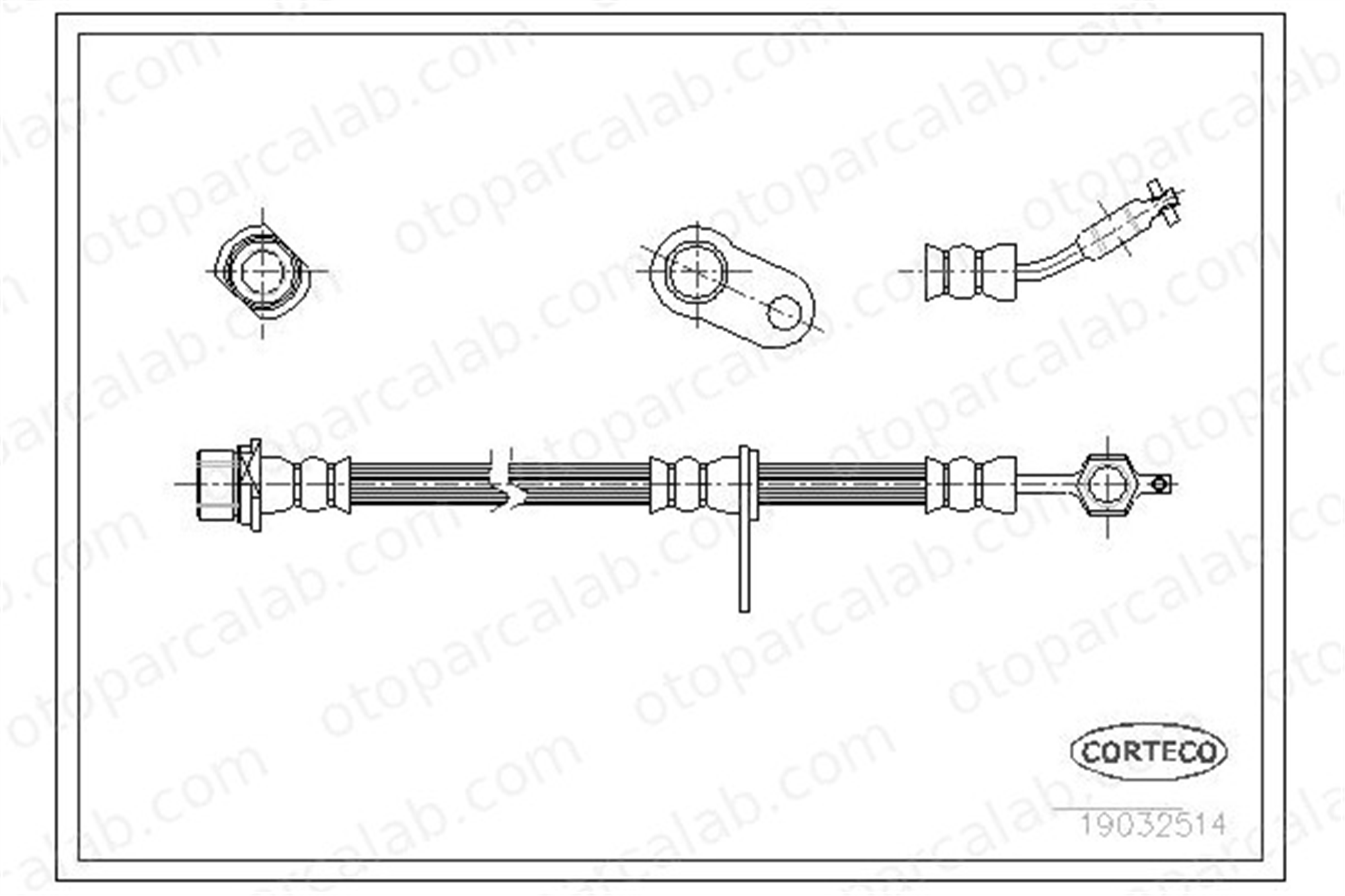 CORTECO 19032514 Fren Hortumu Ön Sağ veya Sol TOYOTA AVENSIS Liftback AVENSIS Station wagon 9008094060