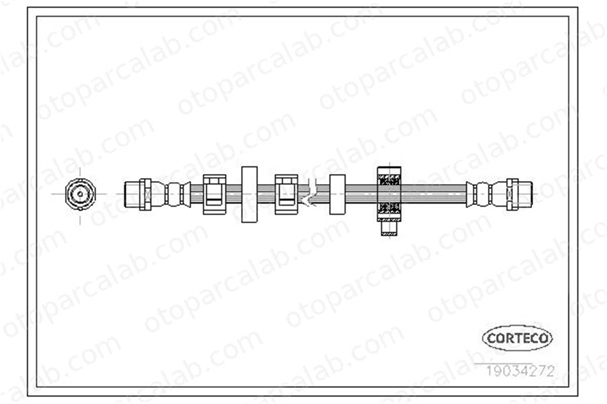 CORTECO 19034272 Fren Hortumu Ön Sağ veya Sol VW TRANSPORTER T5 Panelvan/Van TRANSPORTER T4 Panelvan/Van 19034272 7D0611701B