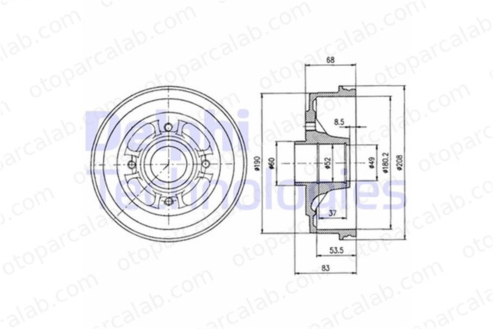 DELPHI BF272 Kampana Arka Sağ veya Sol RENAULT 11 19 II Chamade 7700752363 7700783030