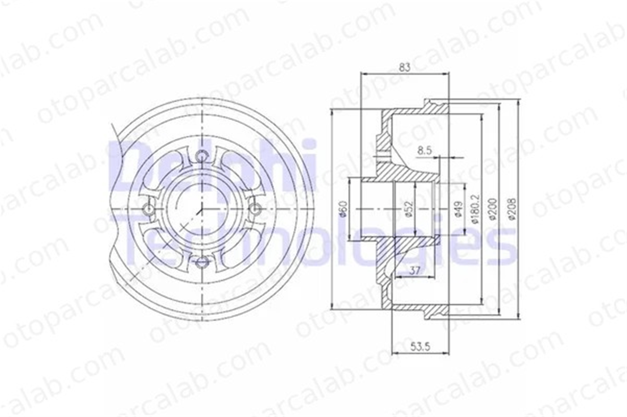 DELPHI BFR272 Kampana Arka Sağ veya Sol RENAULT 11 19 II Chamade 7700783030